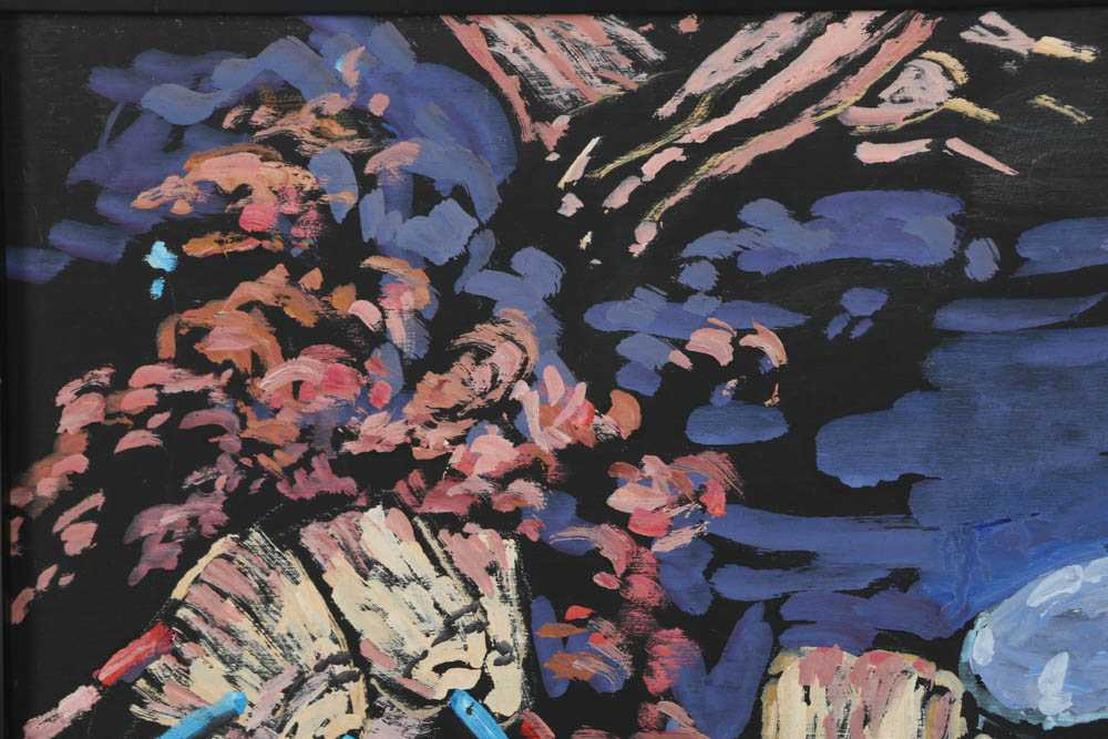 Evelyn Borchard Metzger Oil Painting on Board "Istanbul Broom Market"