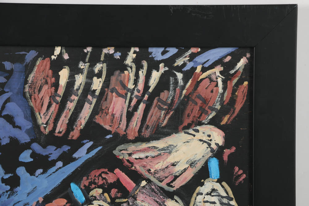 Evelyn Borchard Metzger Oil Painting on Board "Istanbul Broom Market"