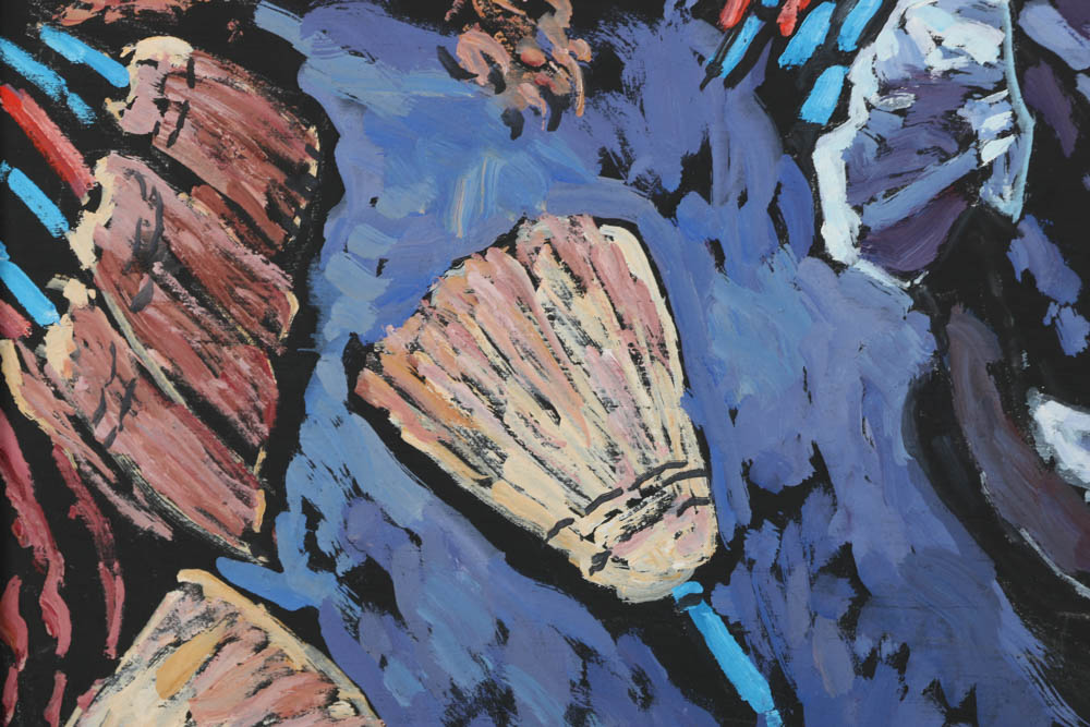 Evelyn Borchard Metzger Oil Painting on Board "Istanbul Broom Market"