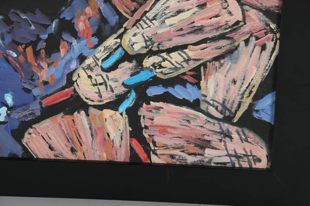 Evelyn Borchard Metzger Oil Painting on Board "Istanbul Broom Market"