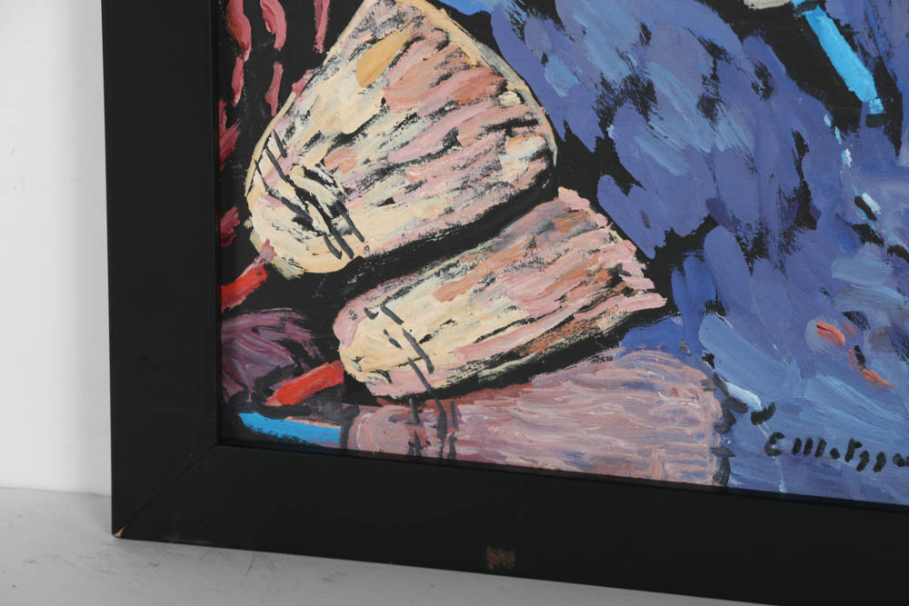 Evelyn Borchard Metzger Oil Painting on Board "Istanbul Broom Market"