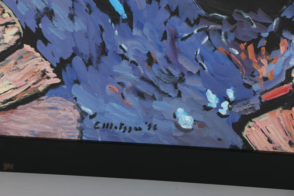 Evelyn Borchard Metzger Oil Painting on Board "Istanbul Broom Market"