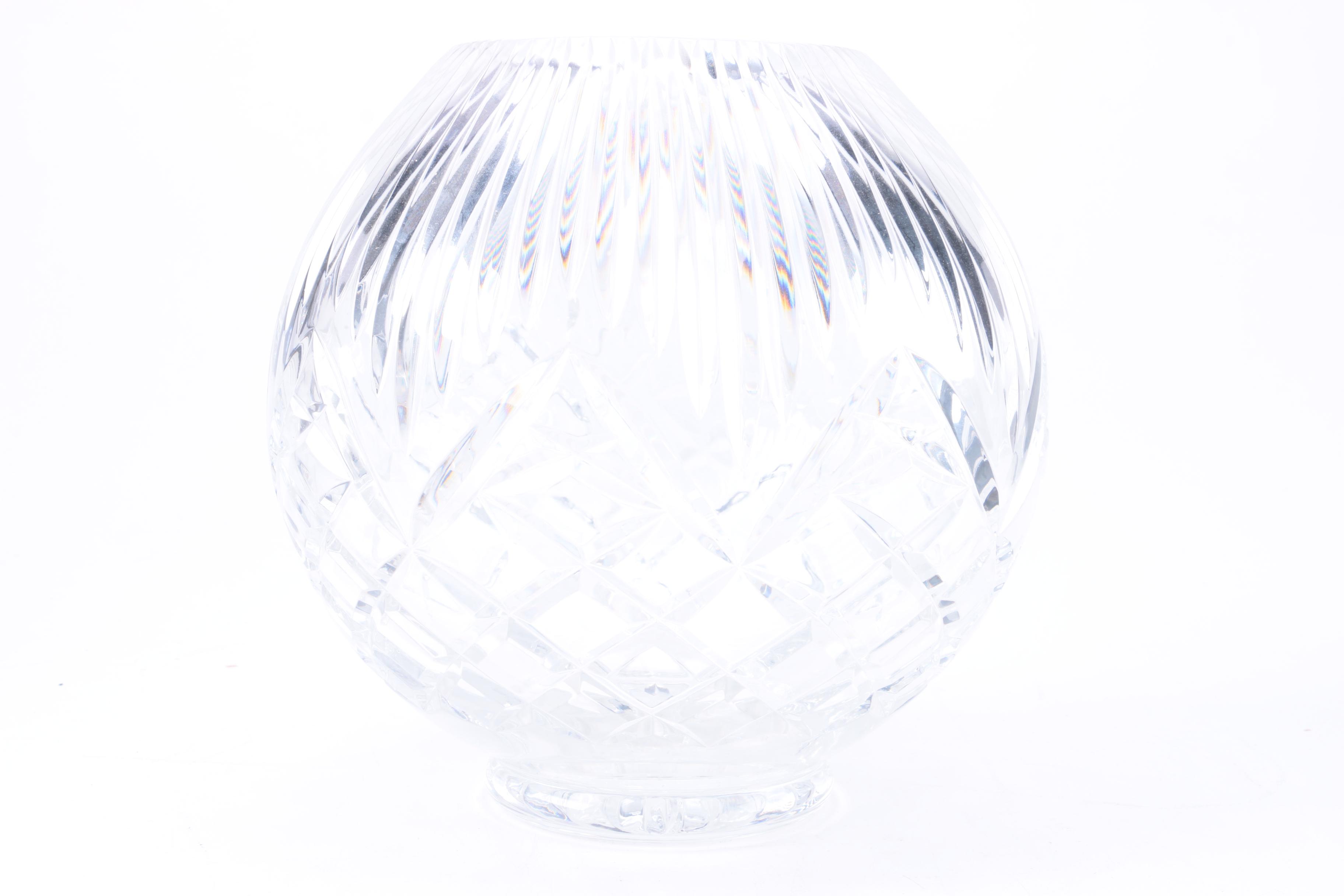 Decorative Cut Crystal Bowls and Brass Stands