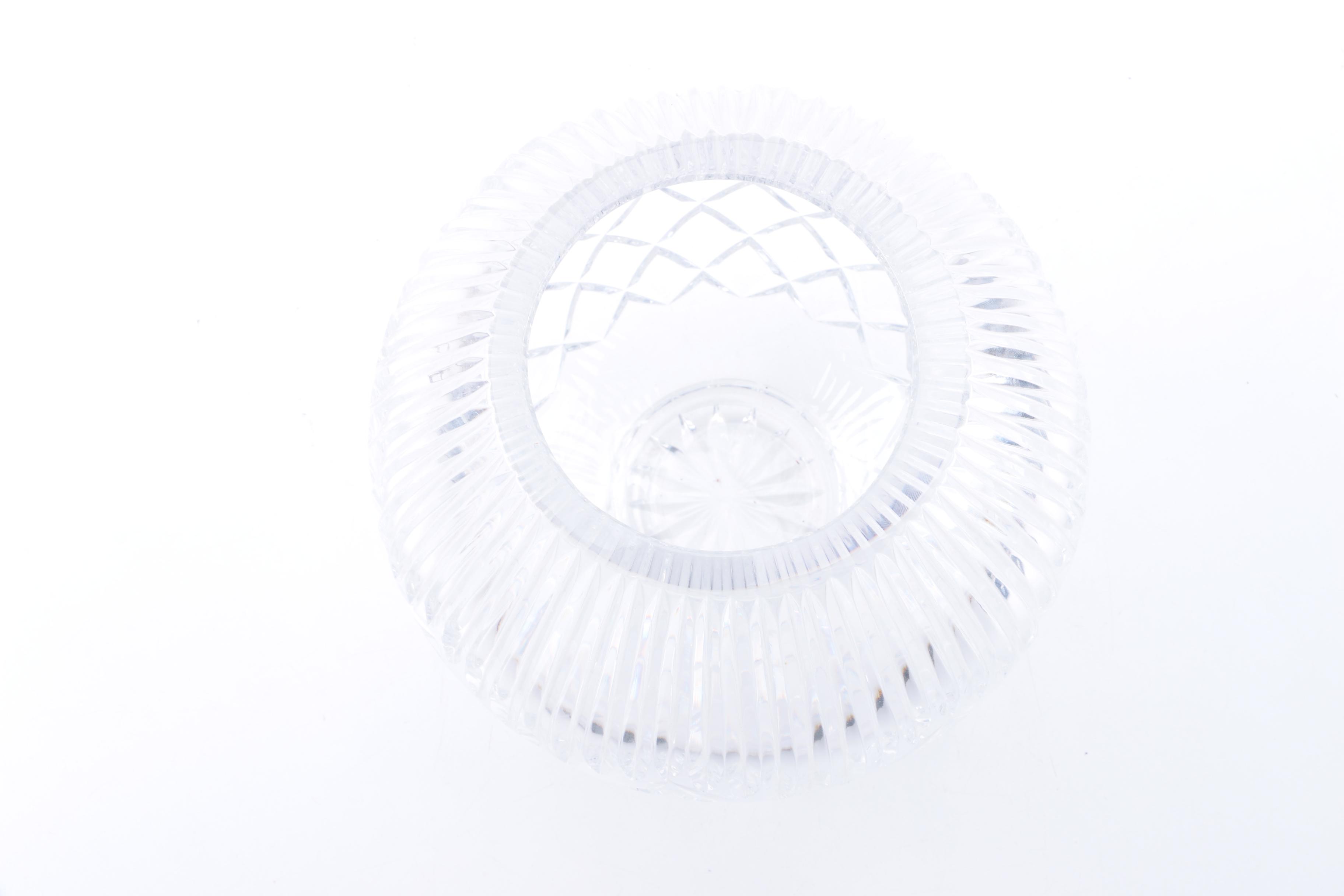 Decorative Cut Crystal Bowls and Brass Stands