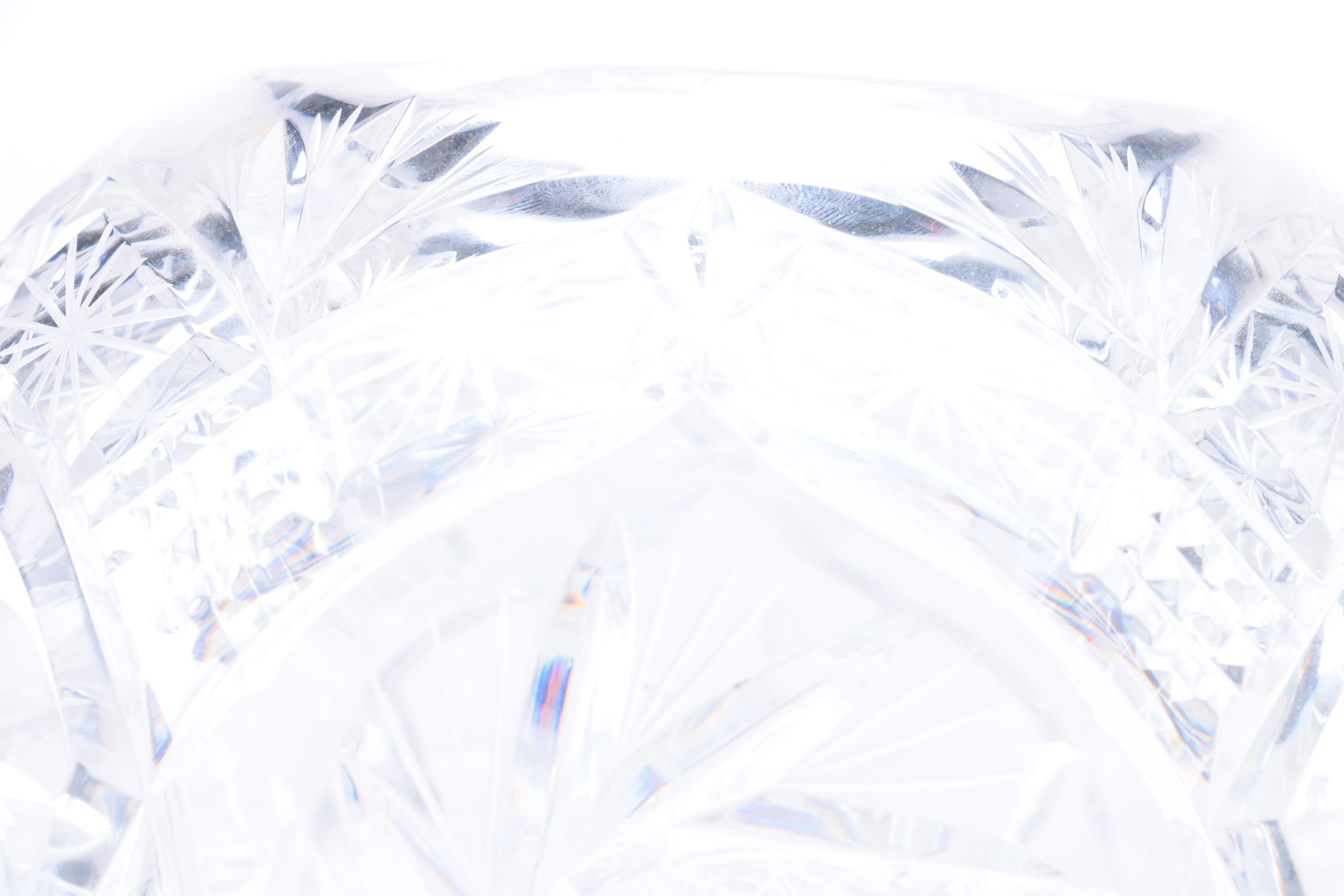 Decorative Cut Crystal Bowls and Brass Stands