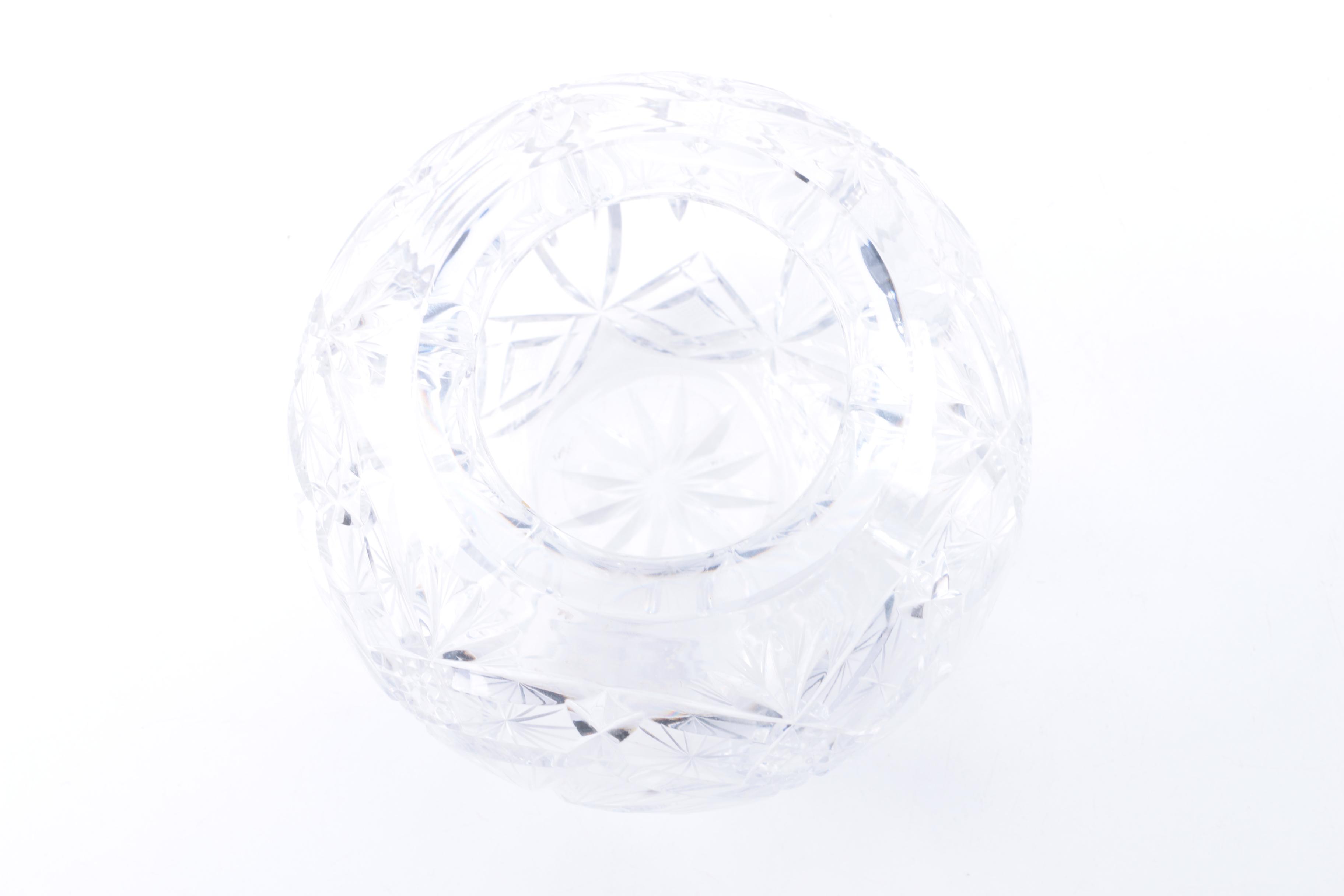 Decorative Cut Crystal Bowls and Brass Stands