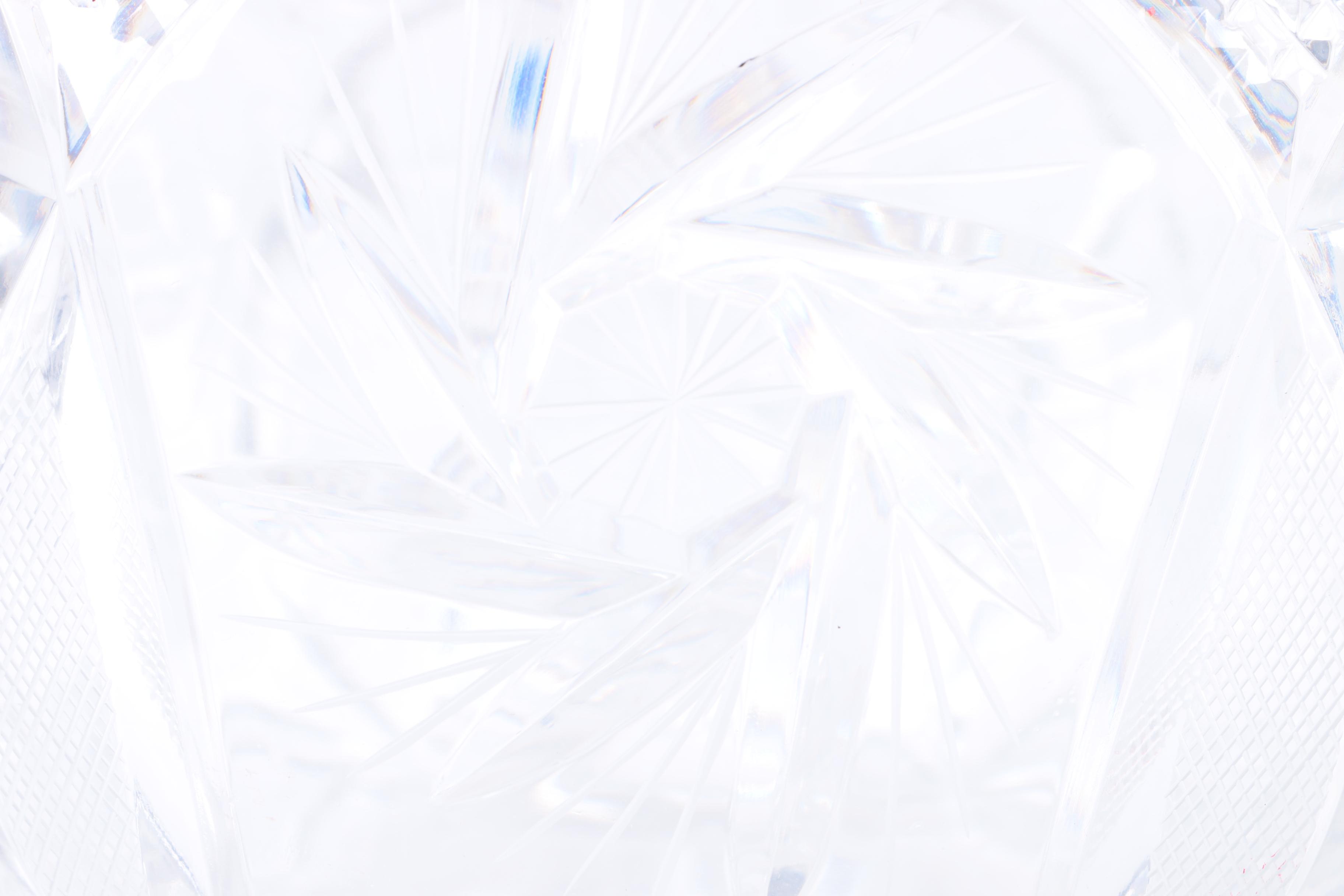 Decorative Cut Crystal Bowls and Brass Stands