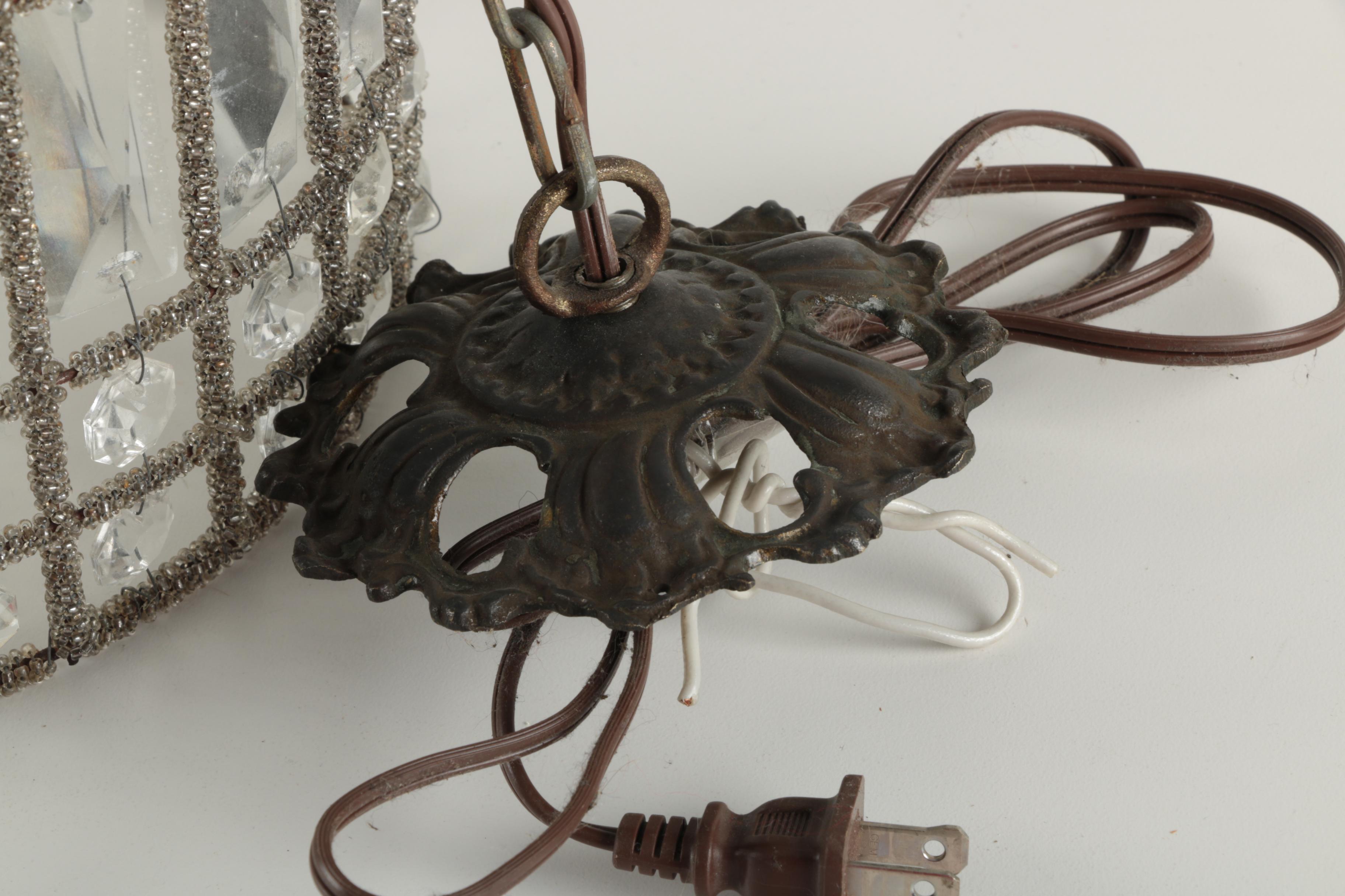 Beaded and Glass Pendant Light