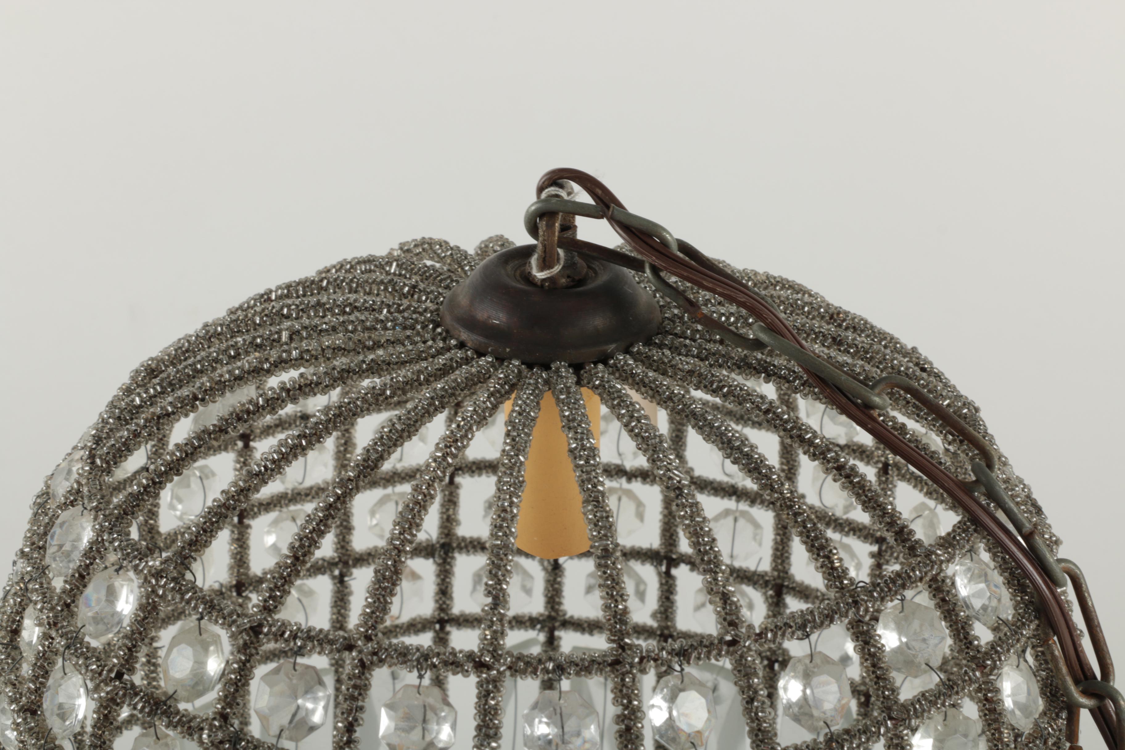 Beaded and Glass Pendant Light