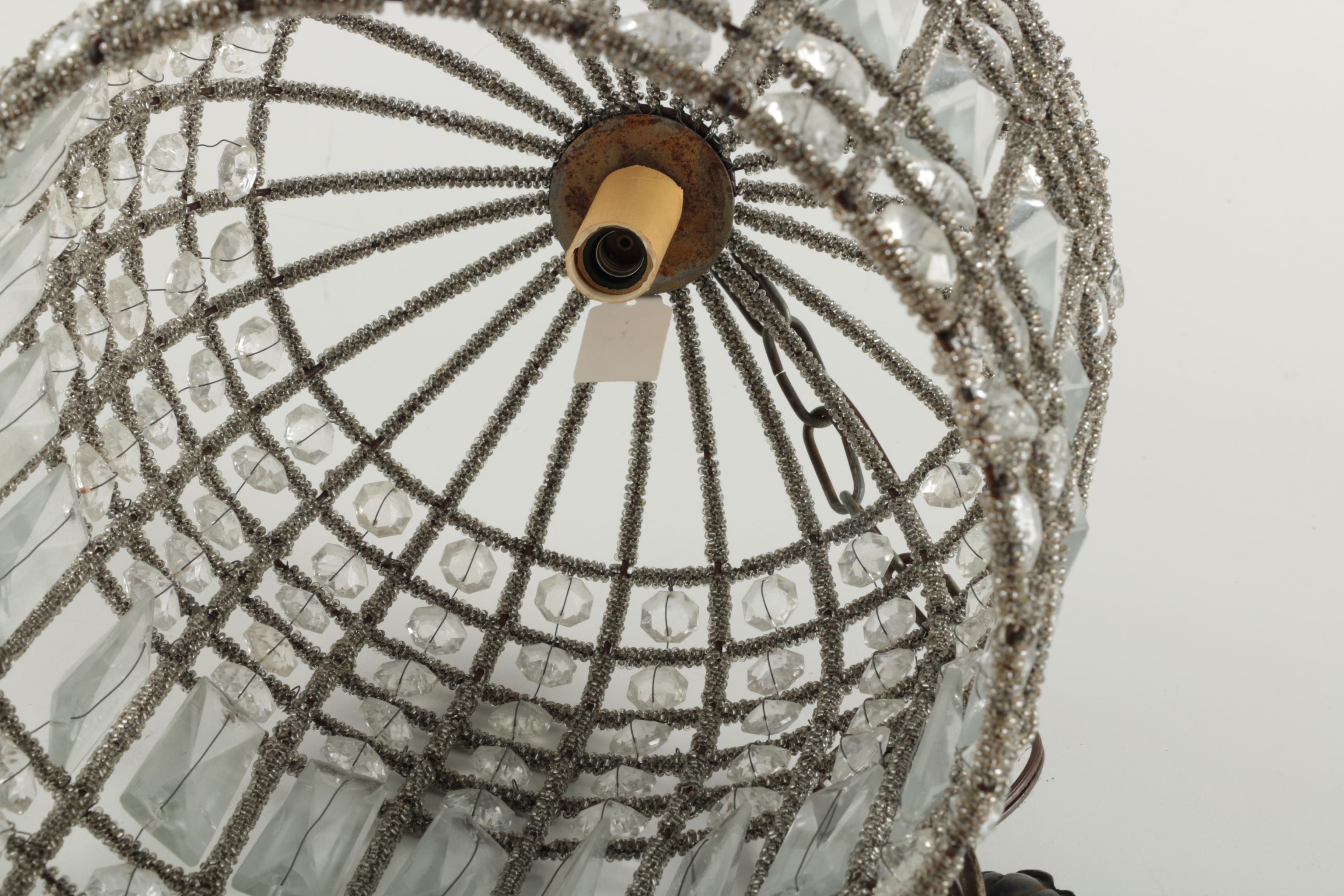 Beaded and Glass Pendant Light