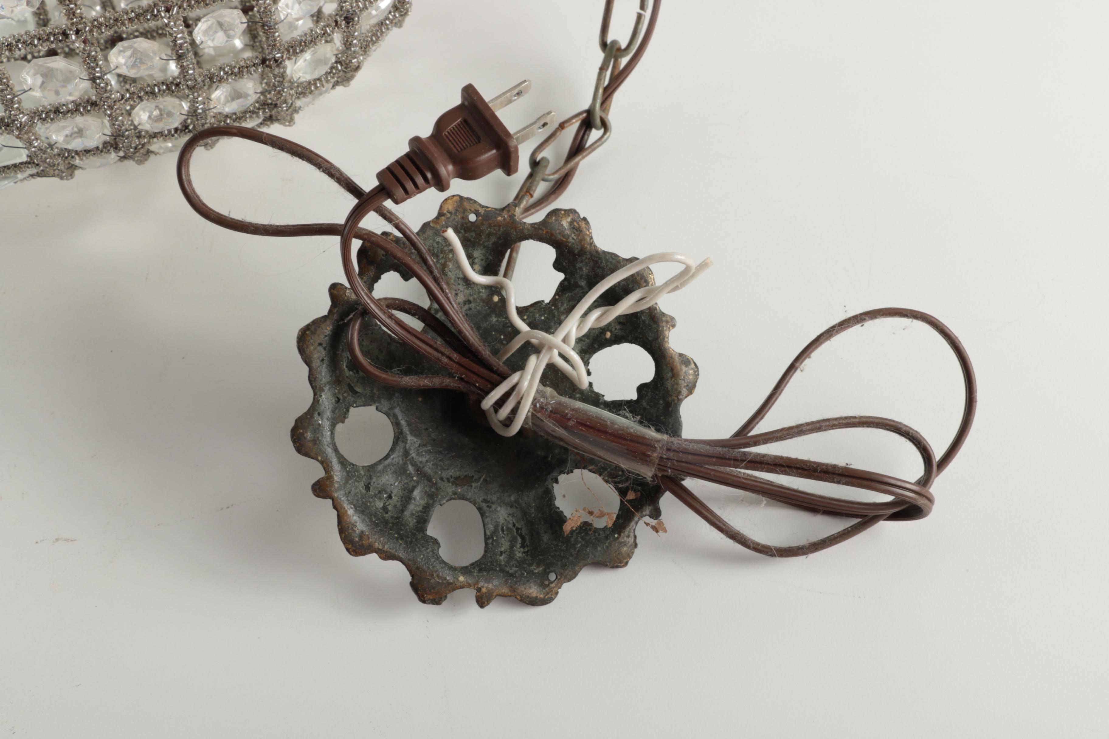 Beaded and Glass Pendant Light