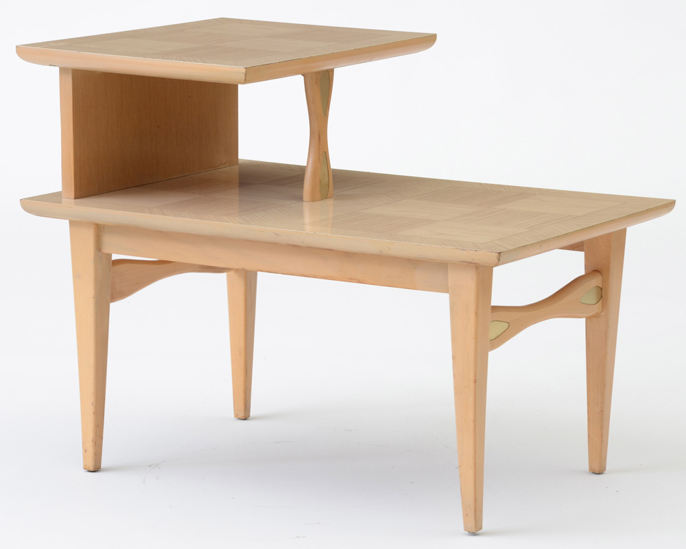 Pair of Mid Century Modern Blonde Wood End Tables by Lane