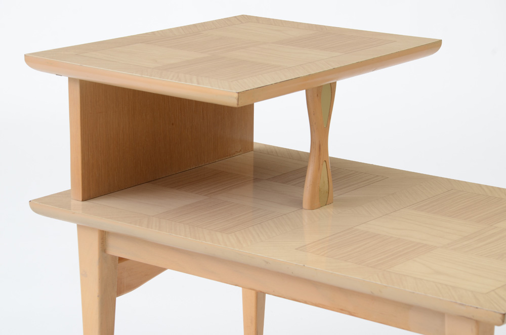 Pair of Mid Century Modern Blonde Wood End Tables by Lane