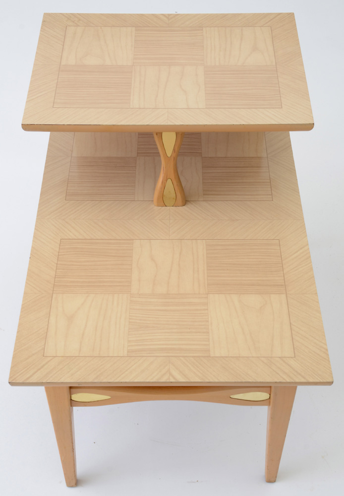 Pair of Mid Century Modern Blonde Wood End Tables by Lane