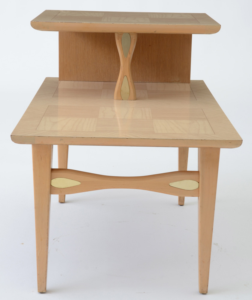 Pair of Mid Century Modern Blonde Wood End Tables by Lane