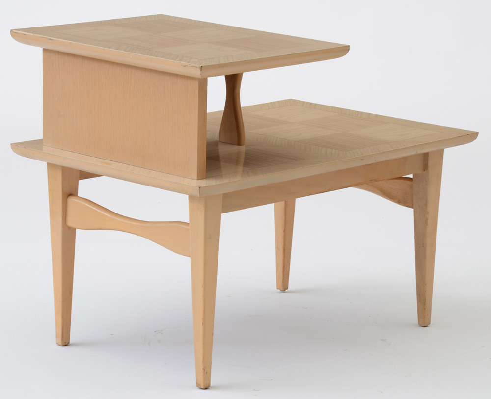 Pair of Mid Century Modern Blonde Wood End Tables by Lane