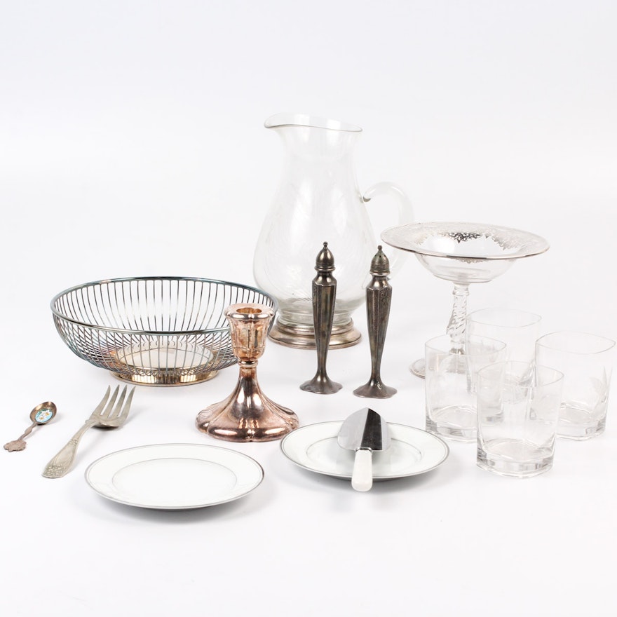 Glass and Silver Plate Tabletop Collection