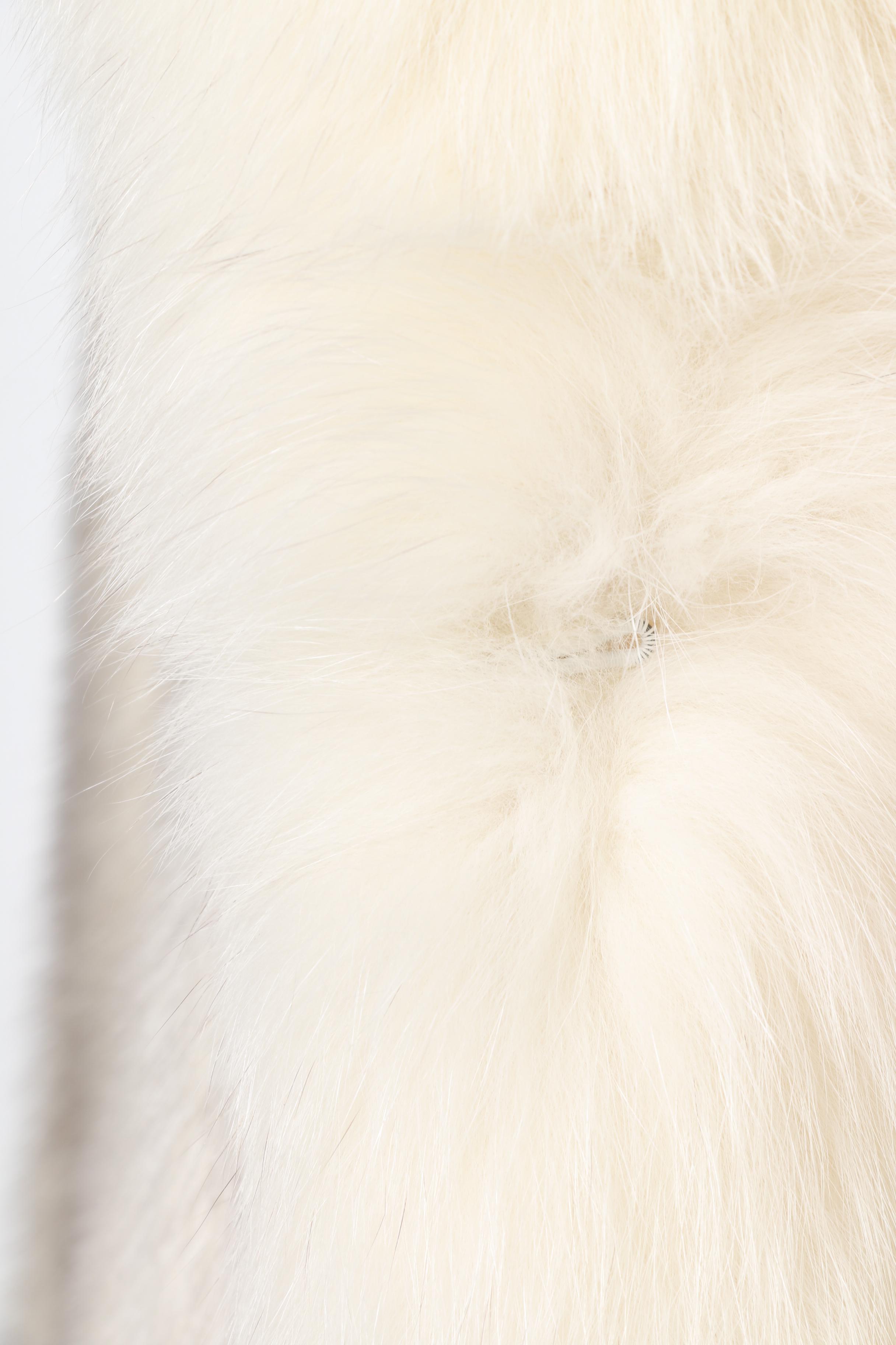 Full Length Ferret Fur Coat with Fox Fur Trim