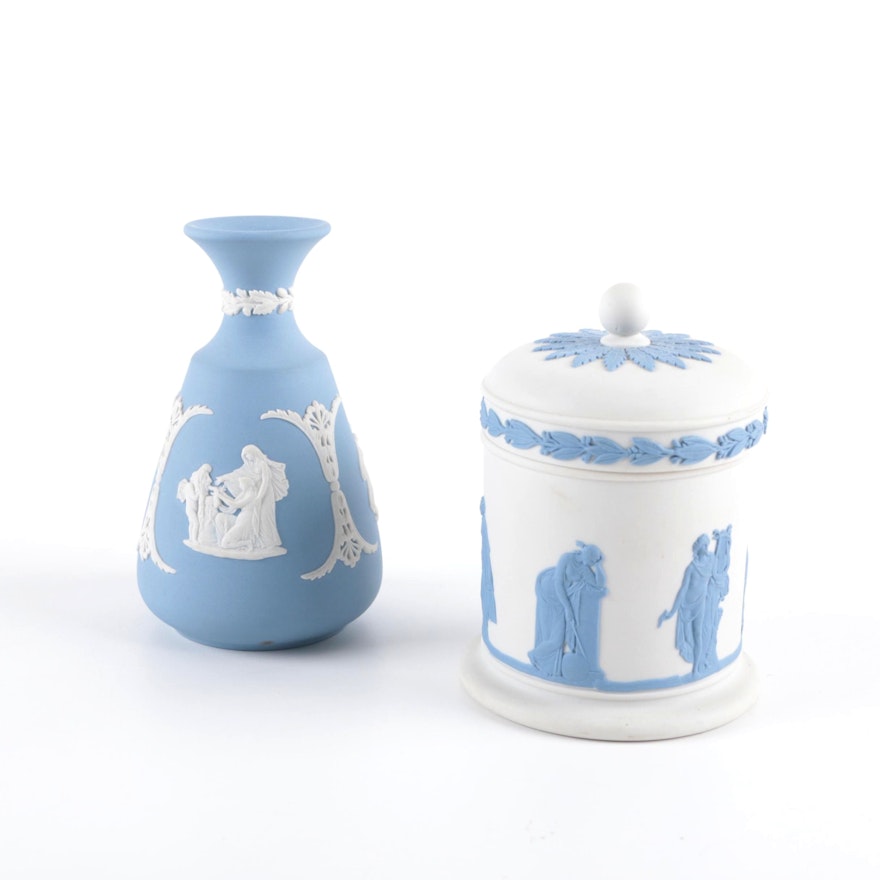 Wedgwood Vase and Canister