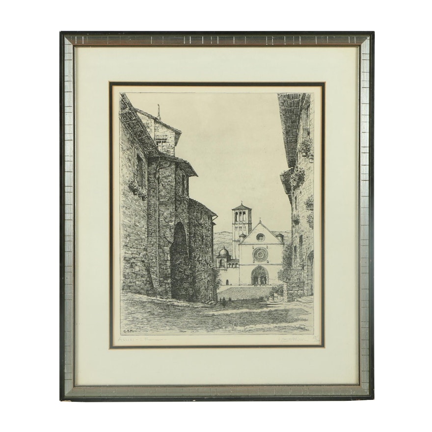 G. B. Mirri Limited Edition Etching "Assisi, San Francisco"