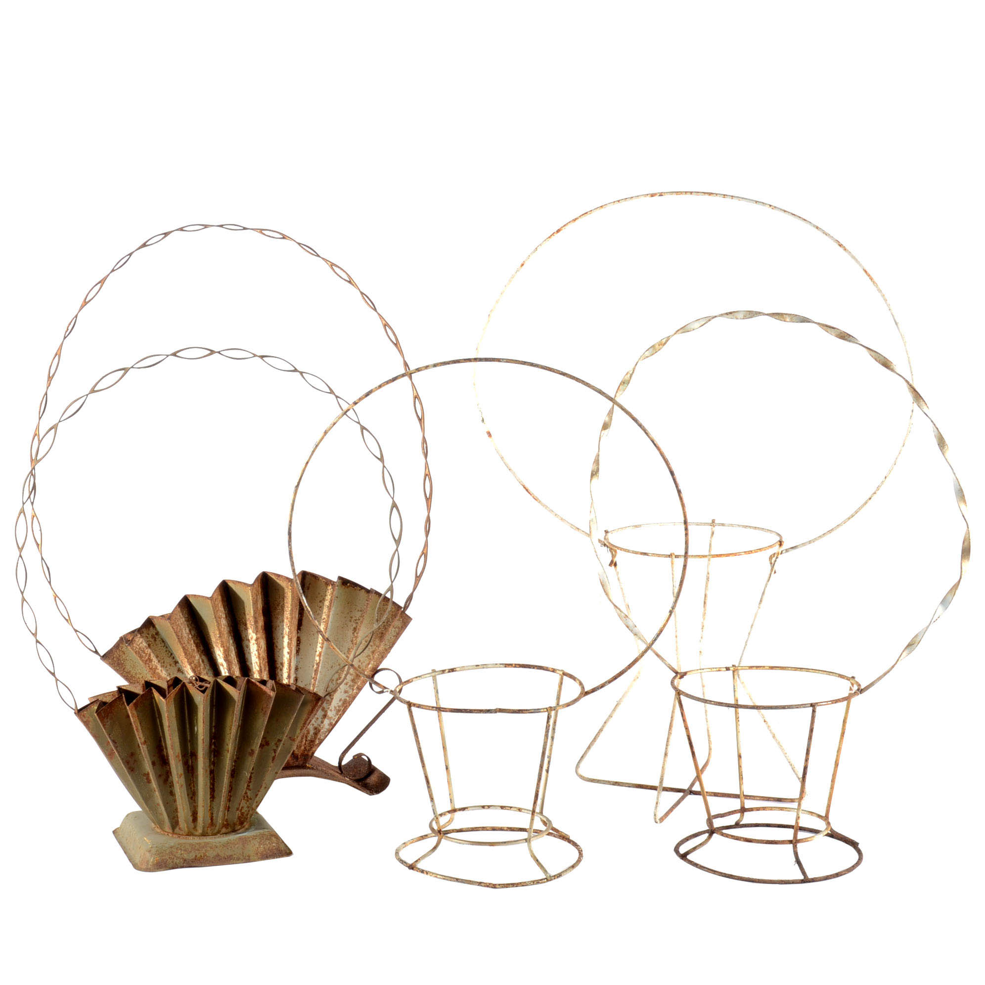 Collection of Vintage Metal Funeral Planter Baskets