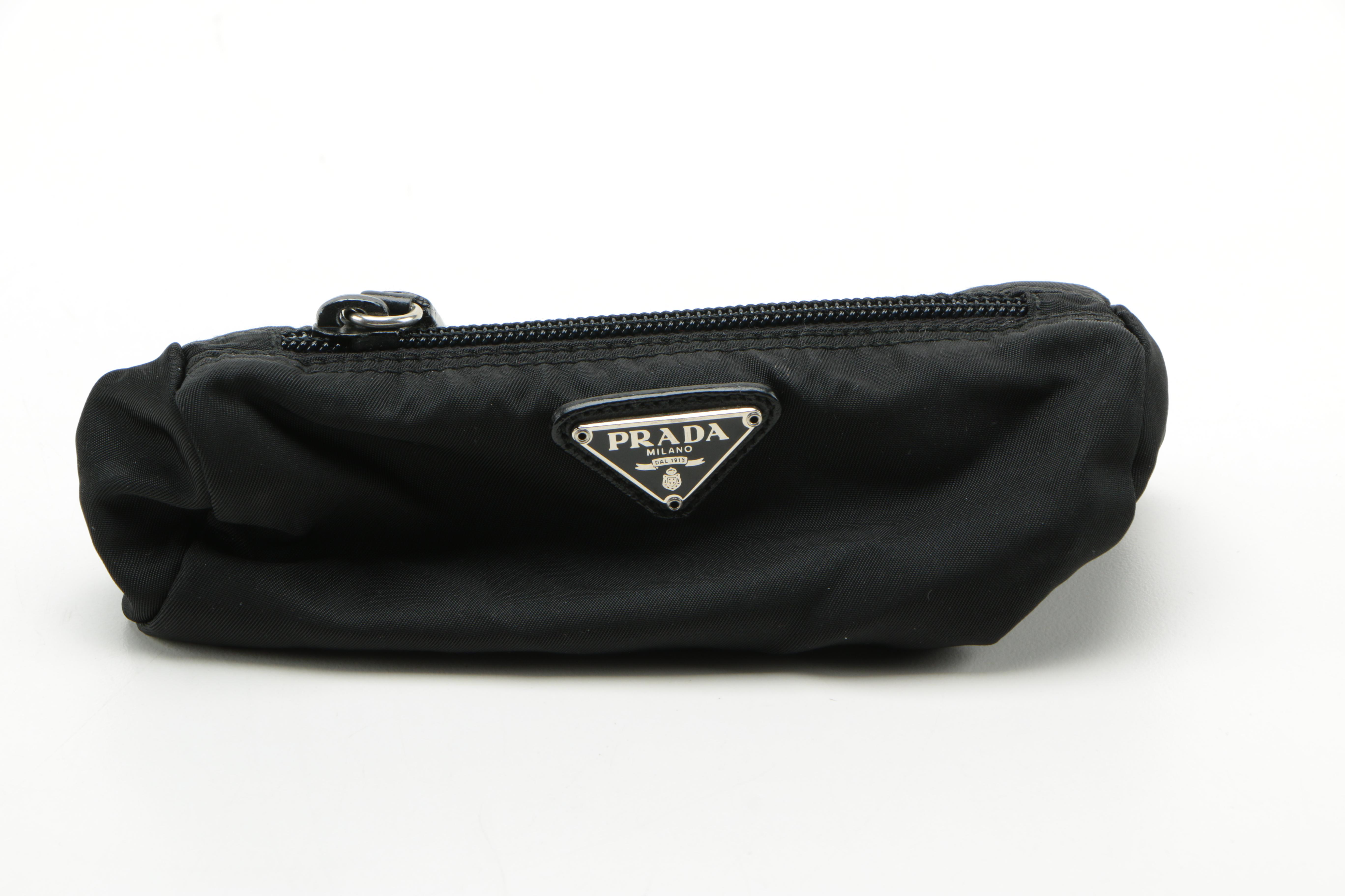 Prada Red Nylon Tote and Black Nylon Pouch