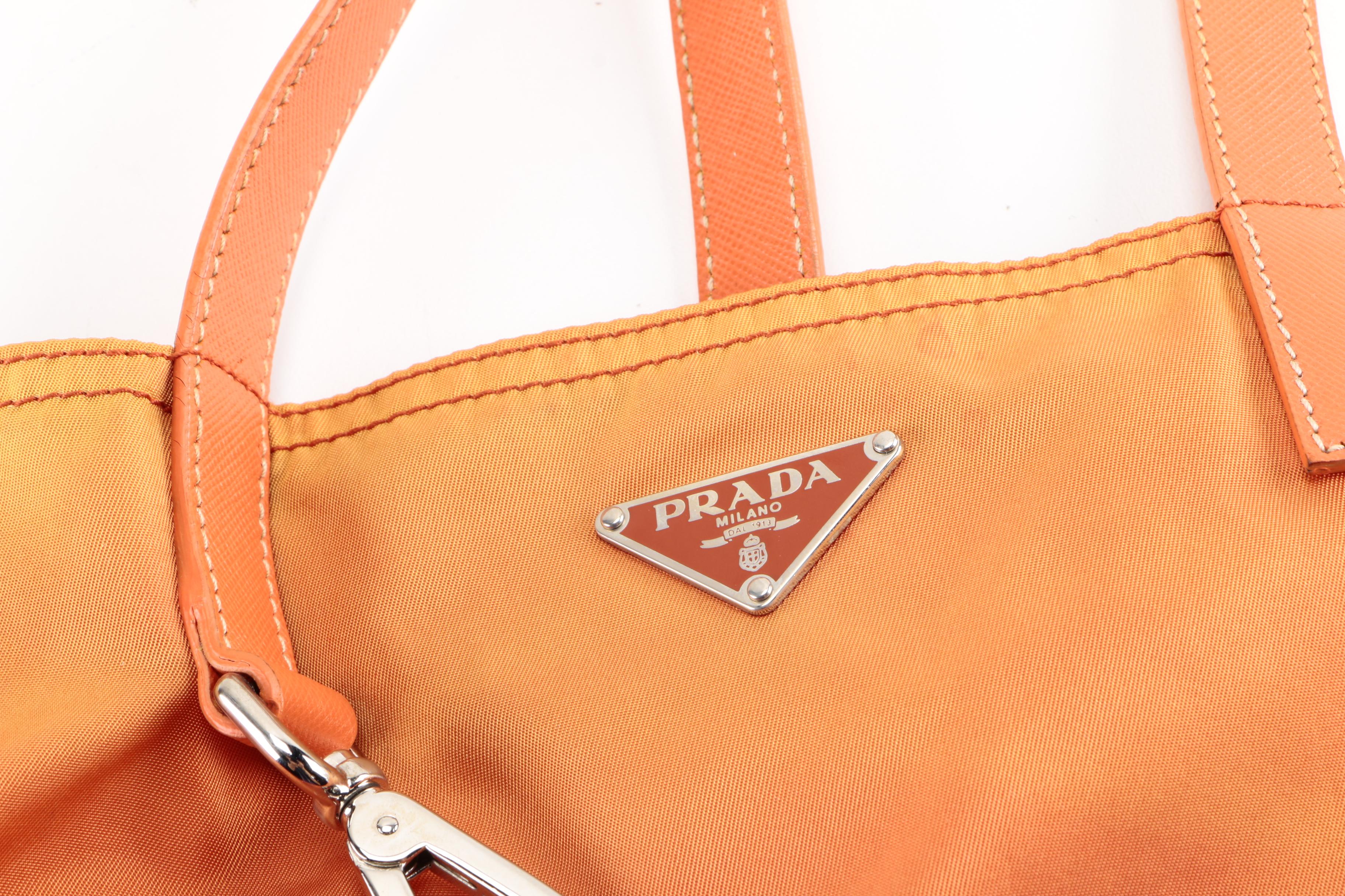 Prada Leather Trimmed Vela Nylon Tote