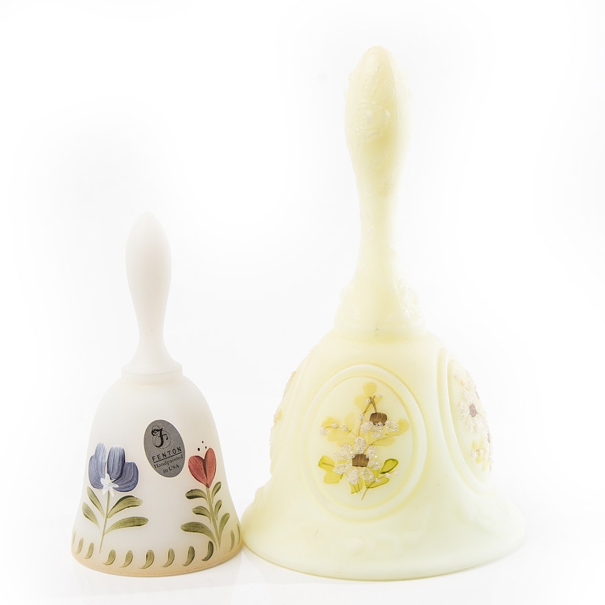 Fenton Hand Painted Frosted Glass Bells
