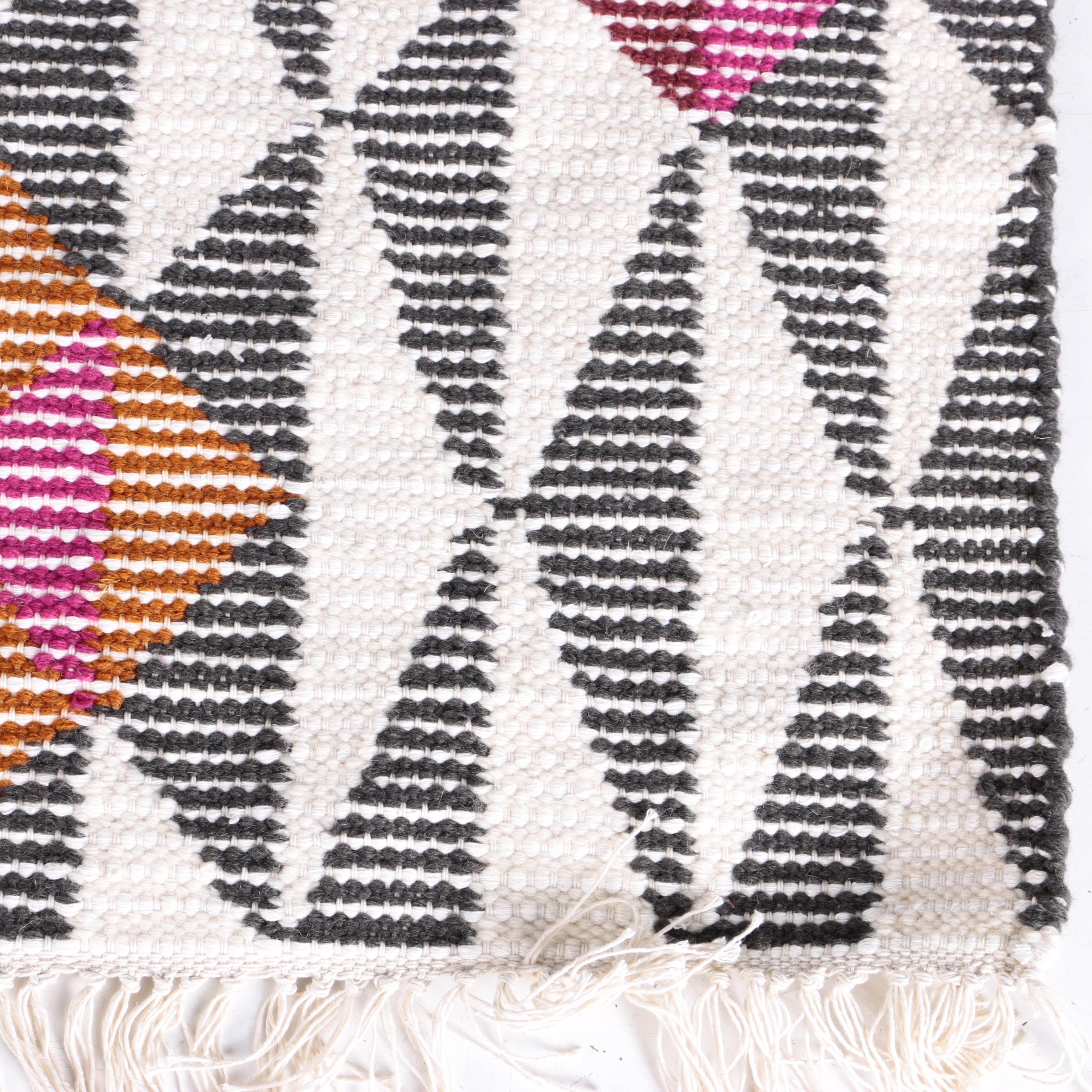 Handwoven Indian Wool and Cotton Area Rug