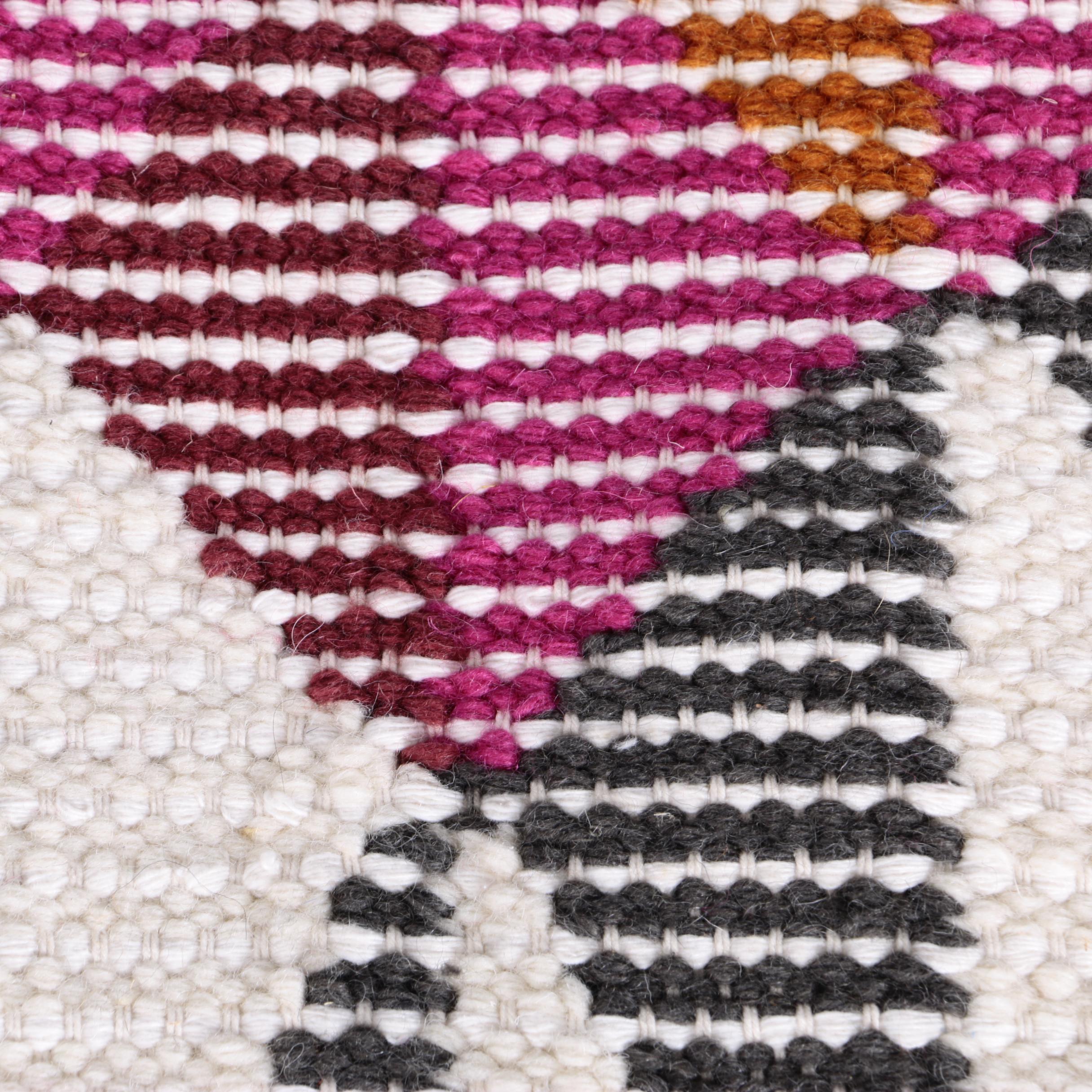 Handwoven Indian Wool and Cotton Area Rug