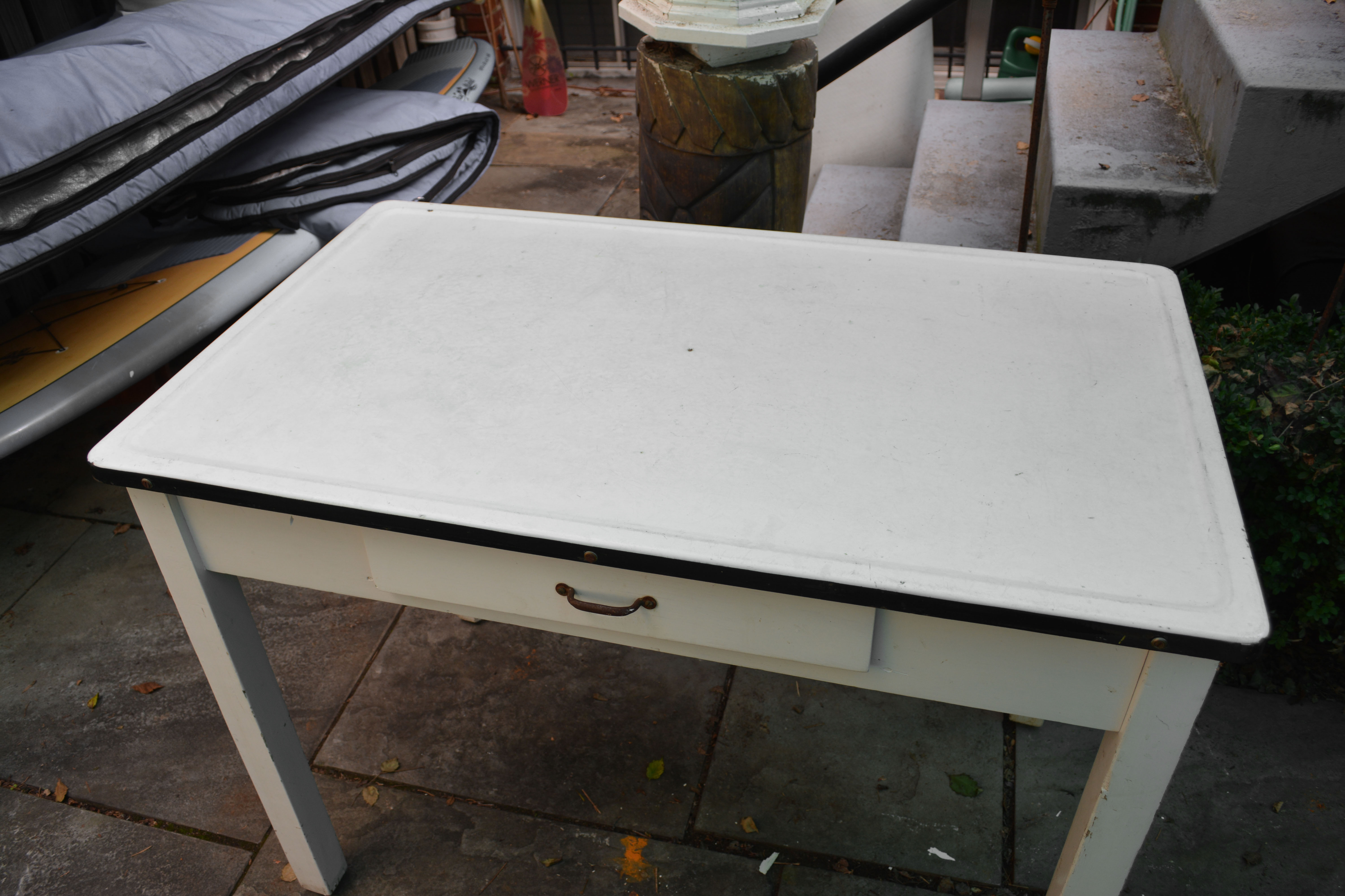 White Metal Top Kitchen Work Table