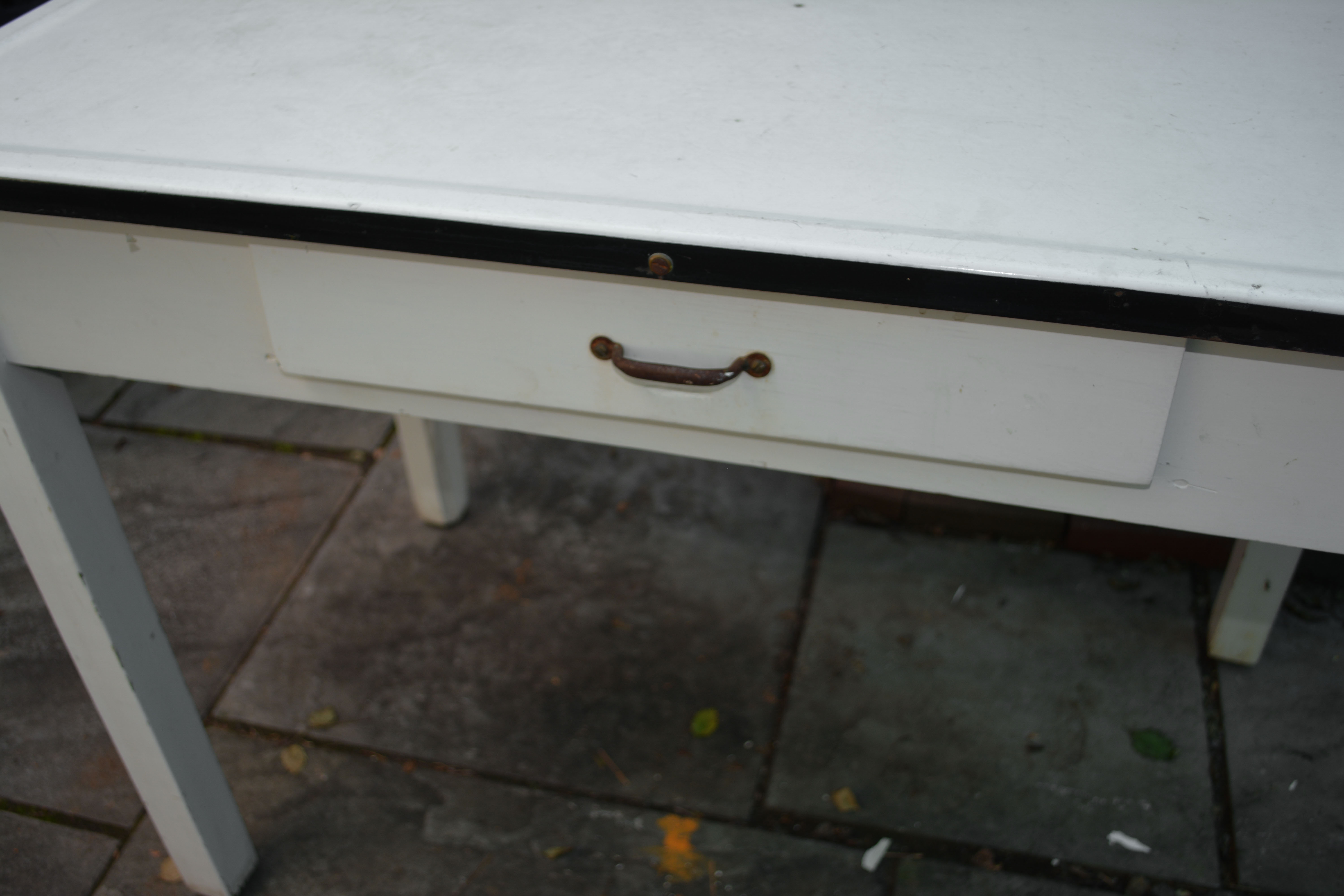 White Metal Top Kitchen Work Table