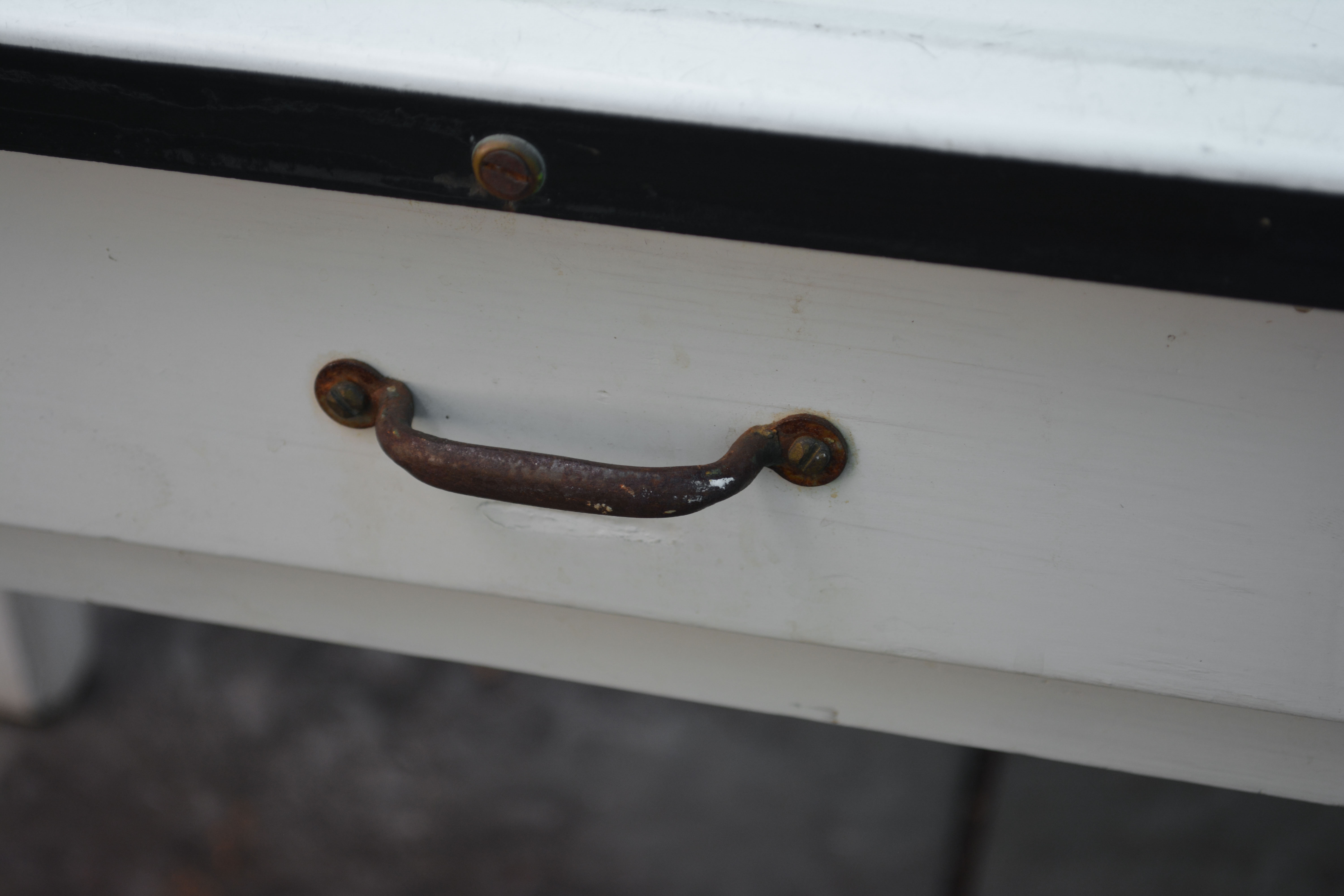 White Metal Top Kitchen Work Table