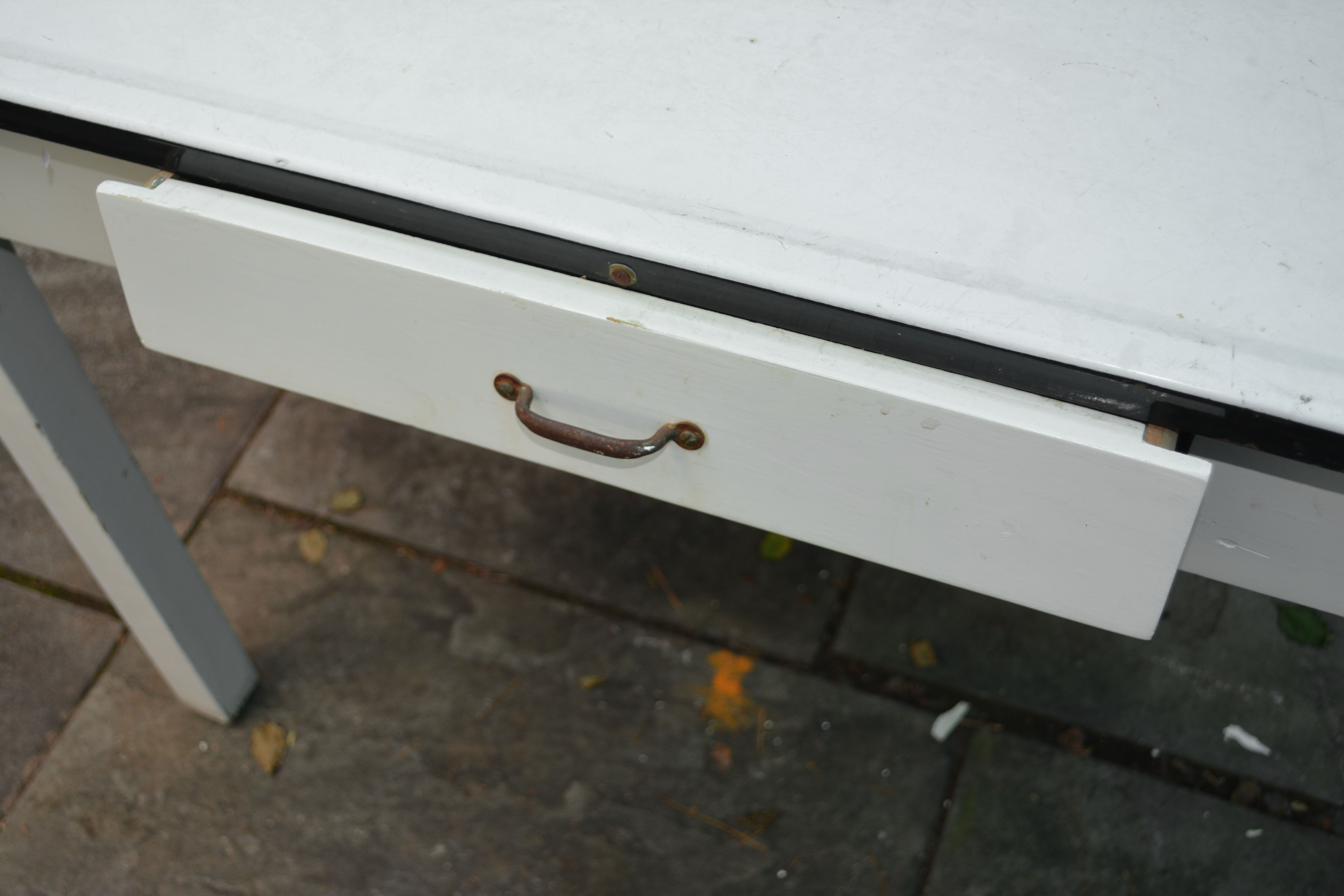 White Metal Top Kitchen Work Table