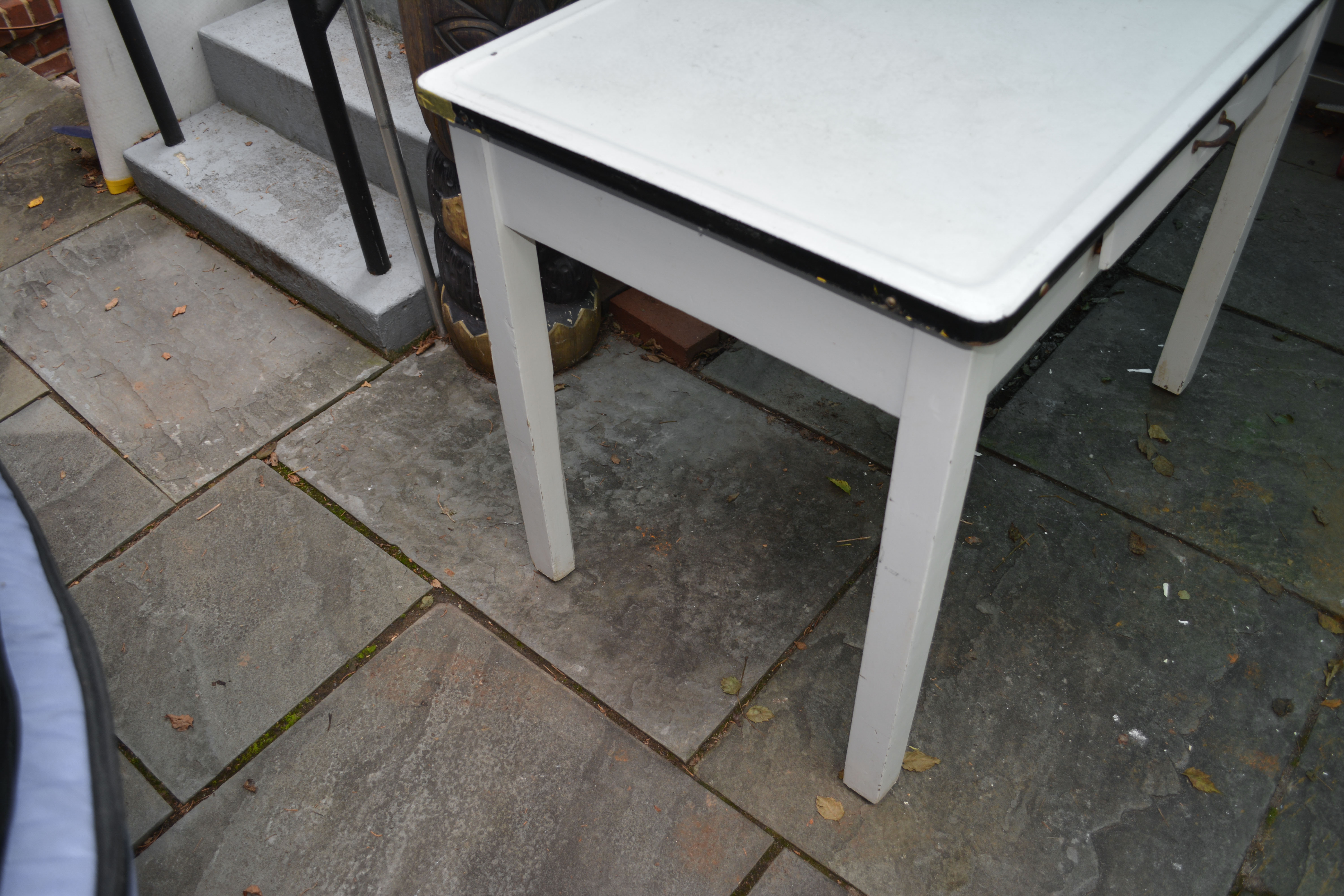 White Metal Top Kitchen Work Table