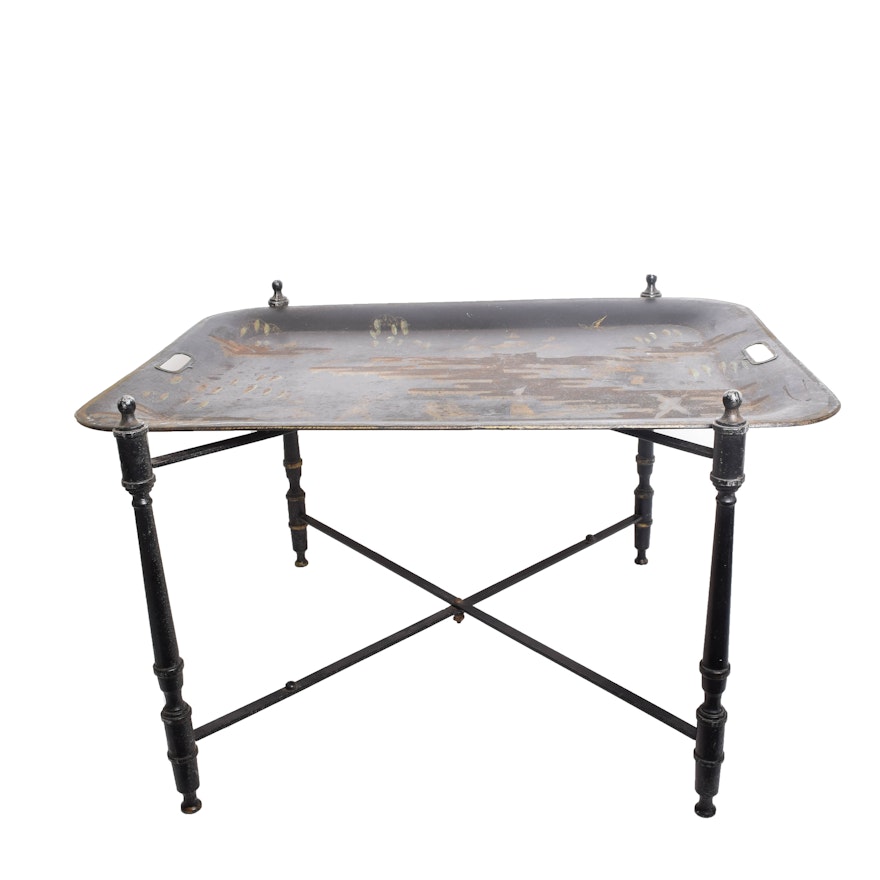 Vintage Chinoiserie Tole Tray Table