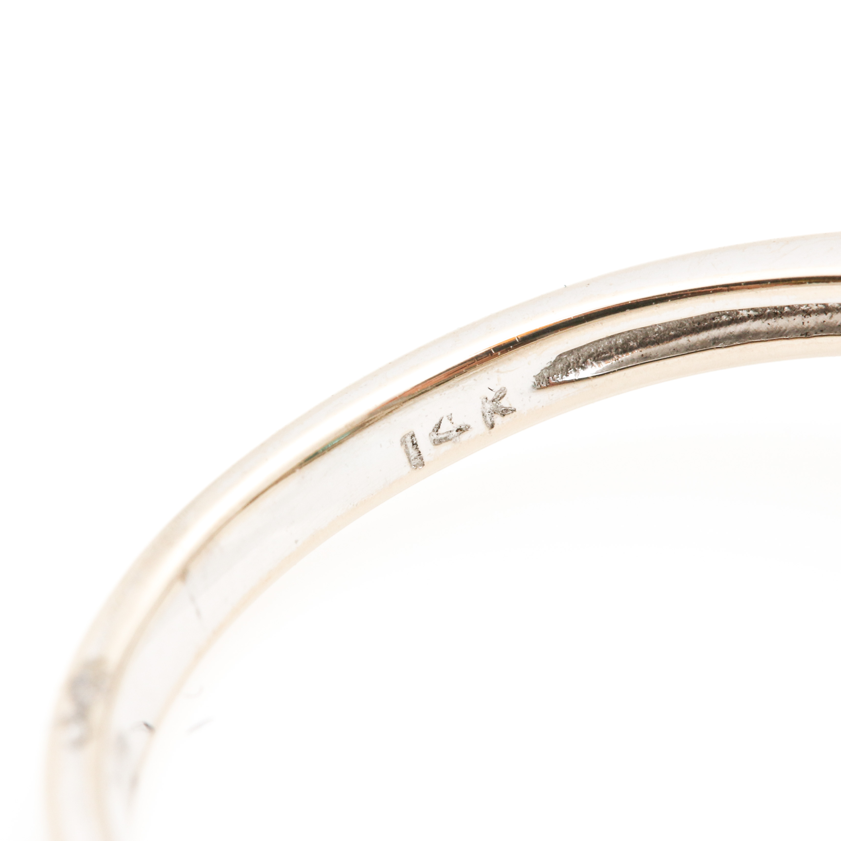 14K White Gold Blue Diamond and Diamond Ring