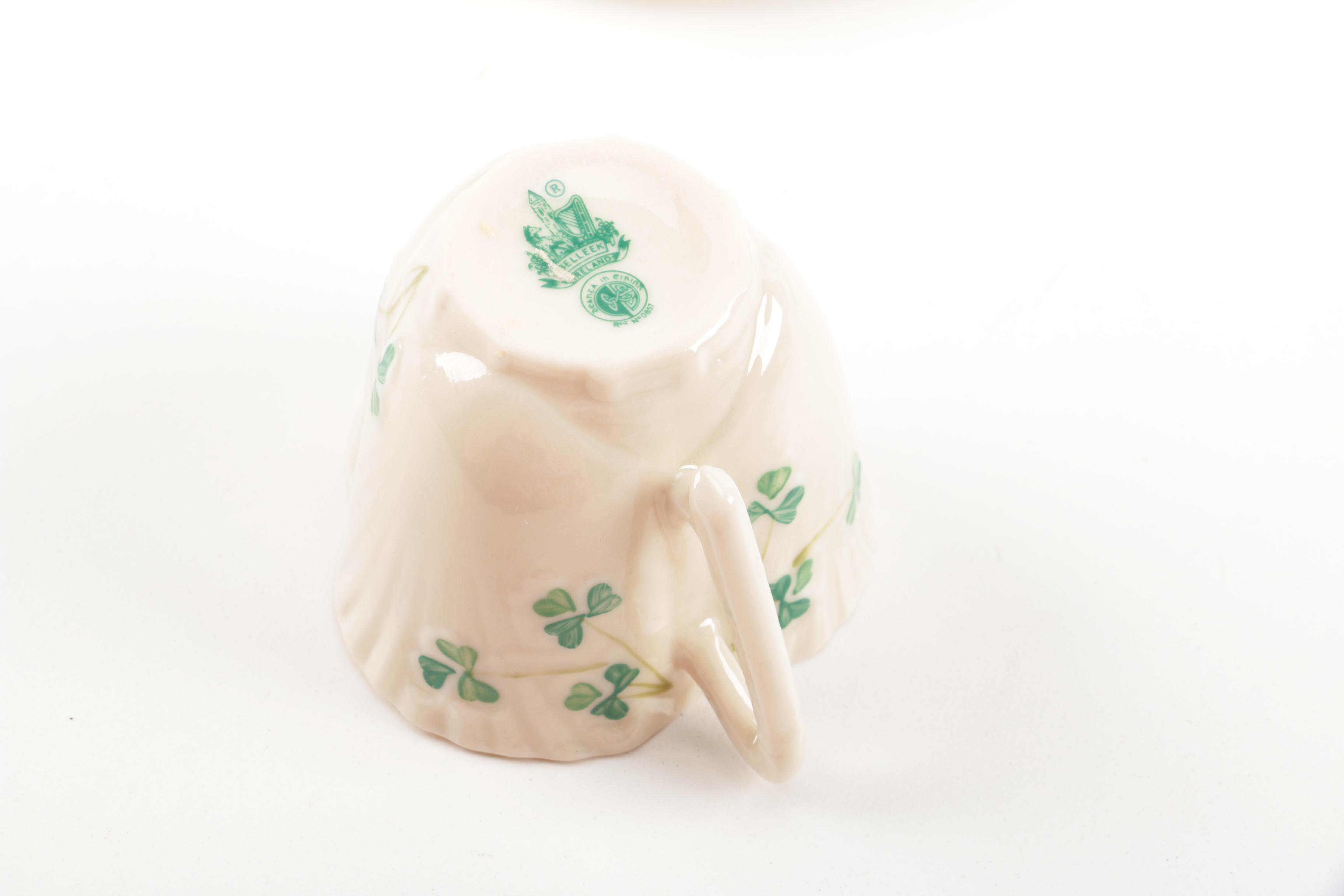Belleek "Shamrock" and Hollóháza Clover Decorated Tableware with Aynsley
