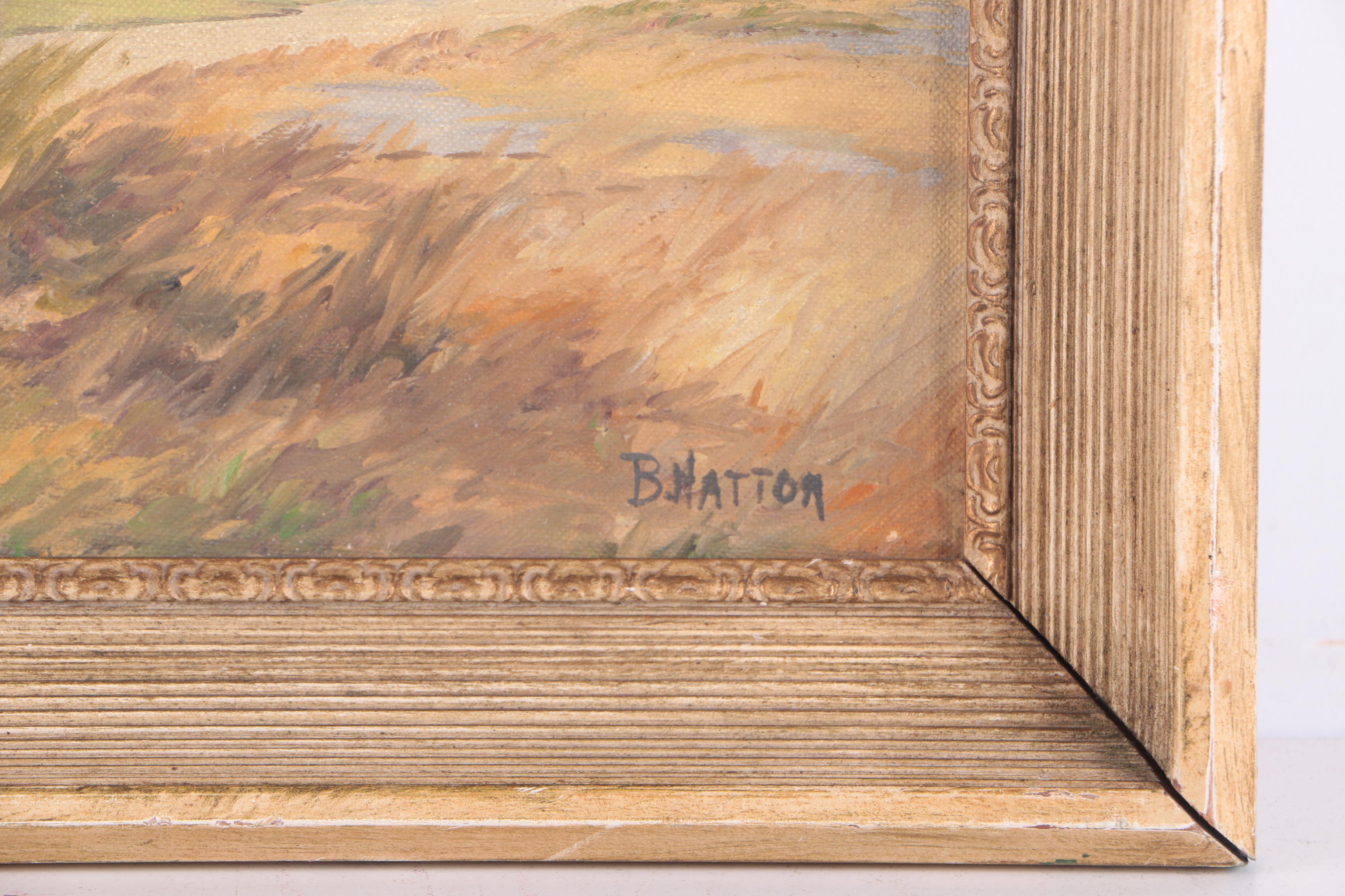 B. Hatton Oil Painting on Canvas Board of Autumn Landscape