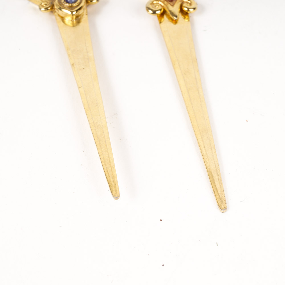 Michal Golan Brass Letter Openers with Stones
