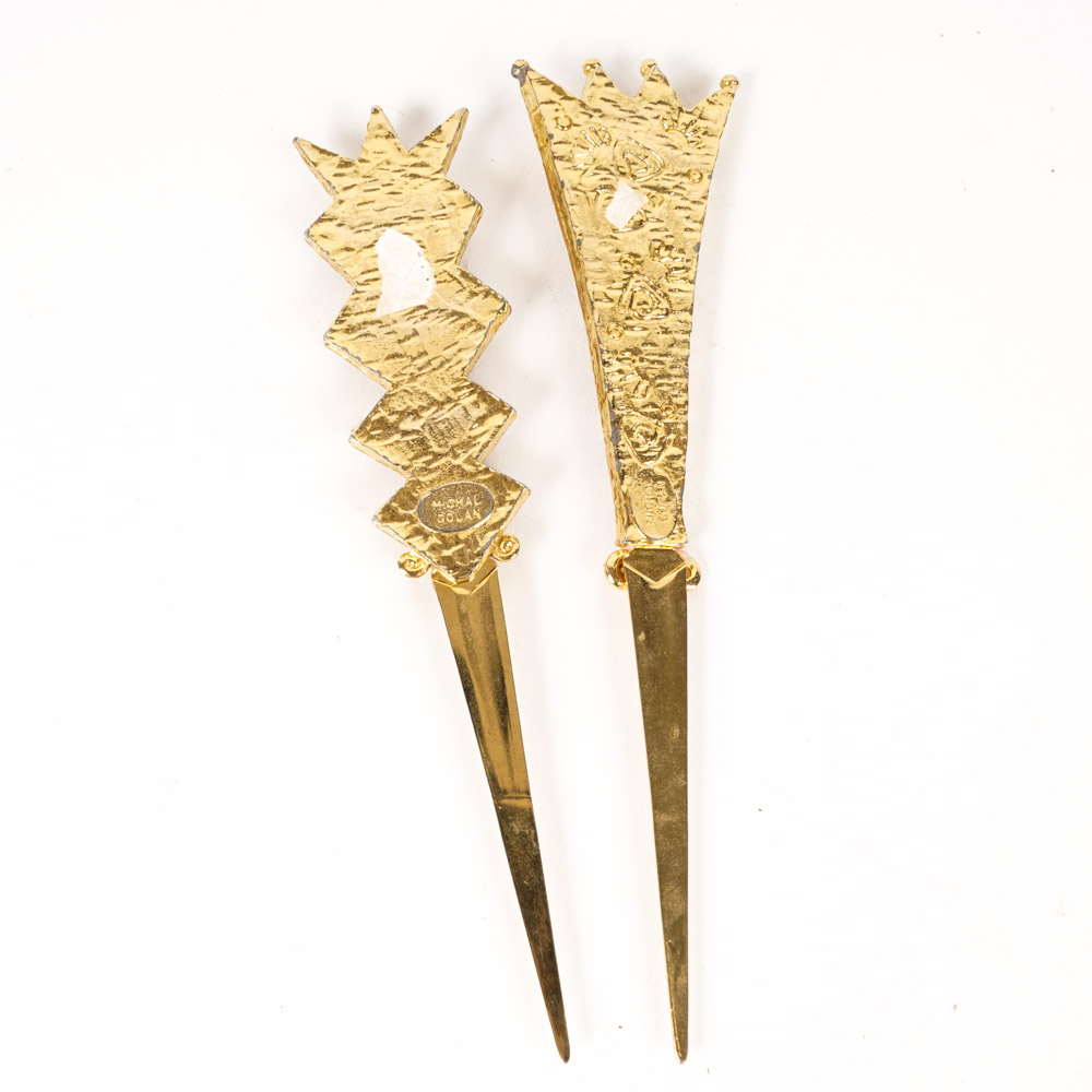 Michal Golan Brass Letter Openers with Stones