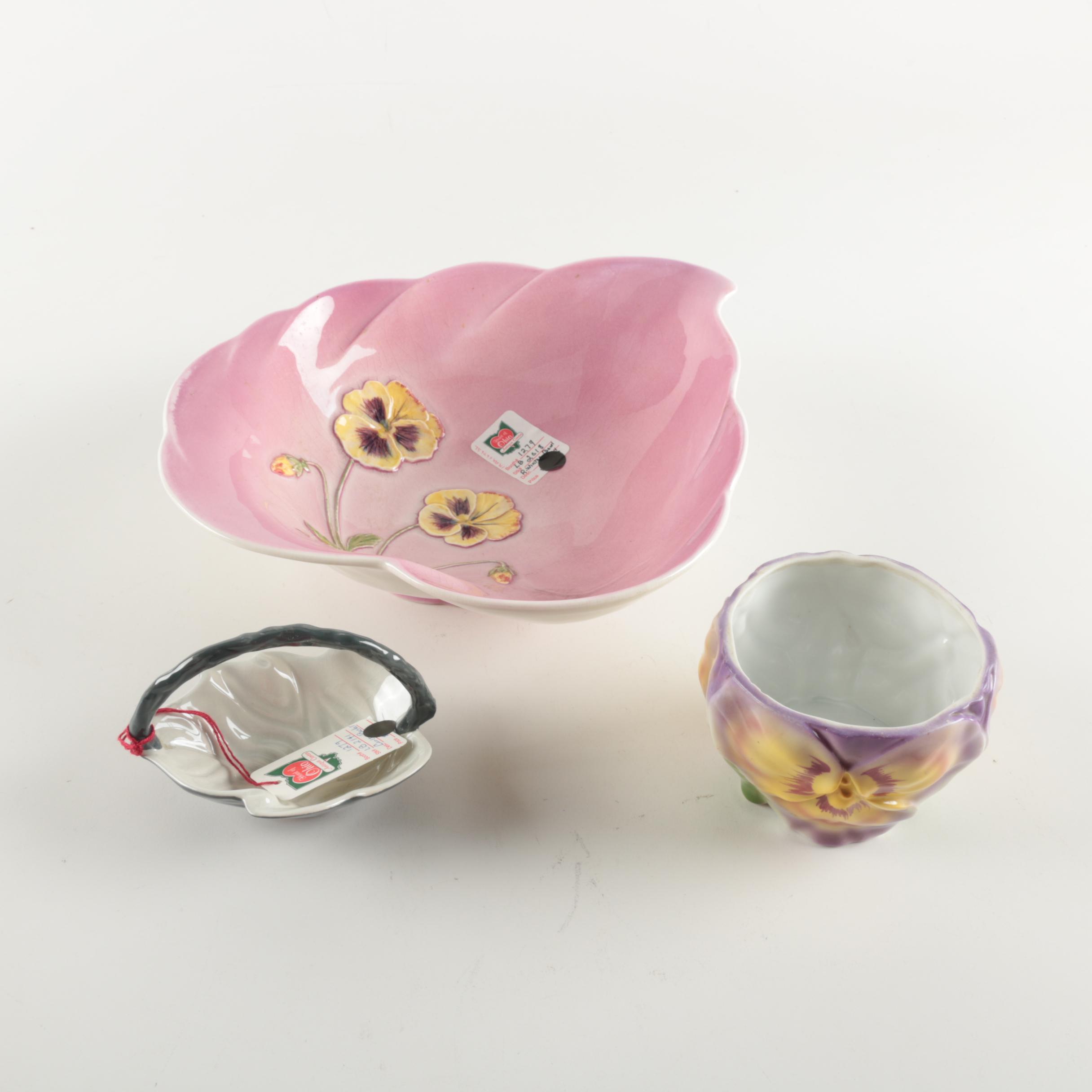 Three Vintage Handpainted Porcelain Vessels