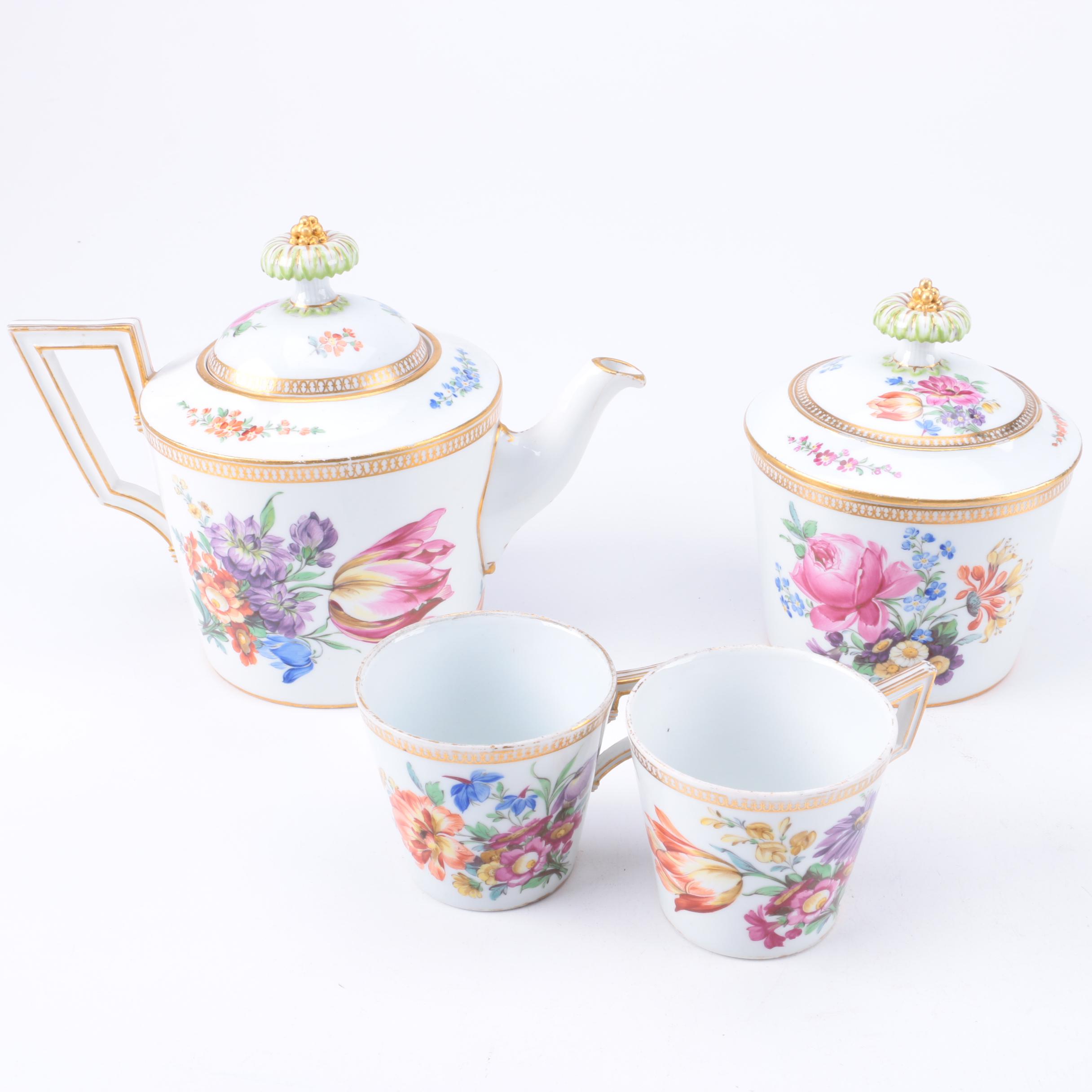 1800-1814 Meissen Deutsch Blumen Tea Service