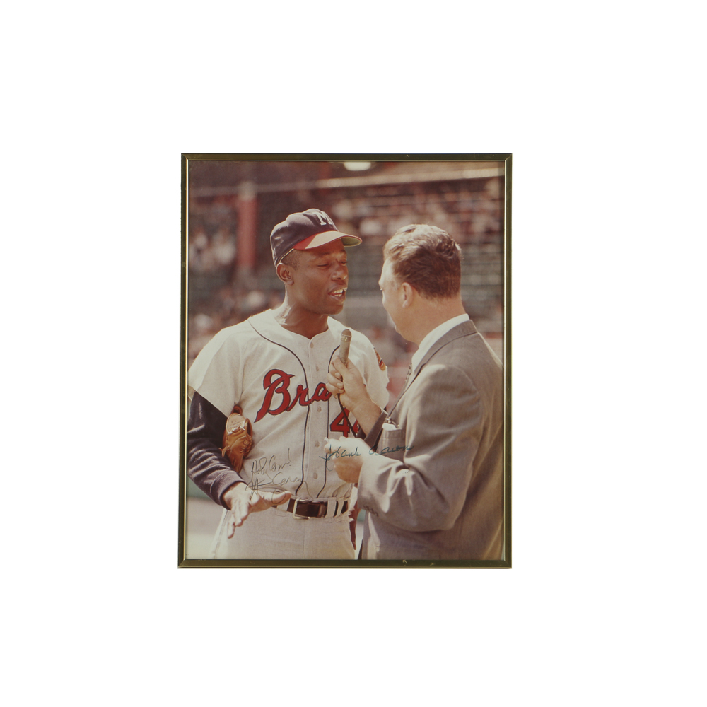 Hank Aaron and Harry Caray Signed Color Photograph