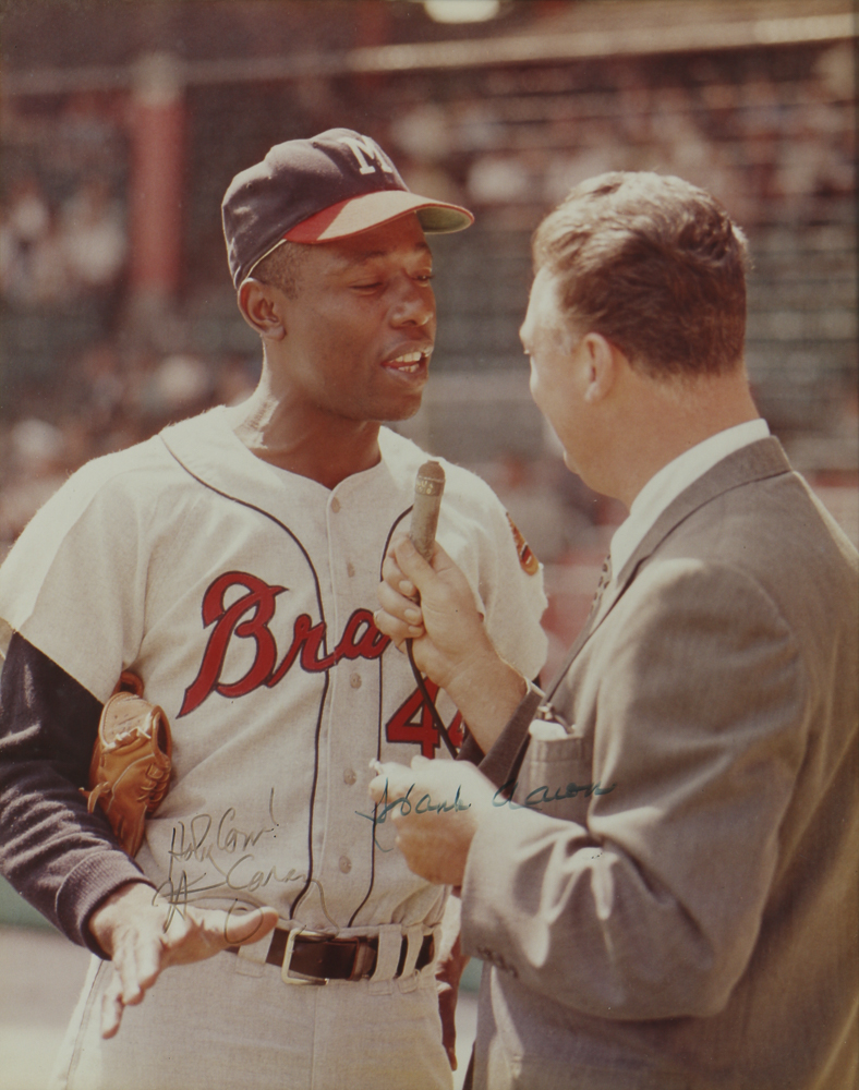 Hank Aaron and Harry Caray Signed Color Photograph
