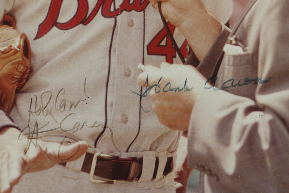 Hank Aaron and Harry Caray Signed Color Photograph