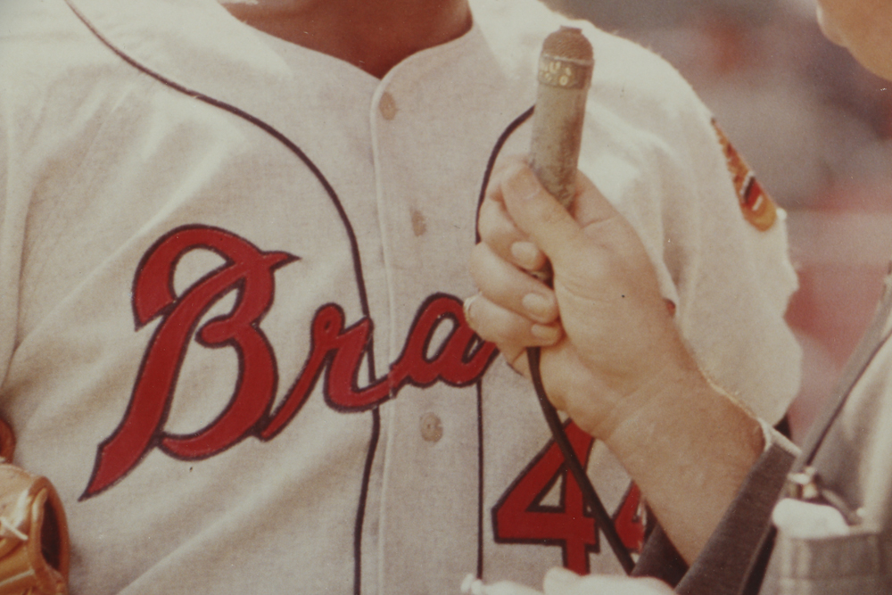 Hank Aaron and Harry Caray Signed Color Photograph