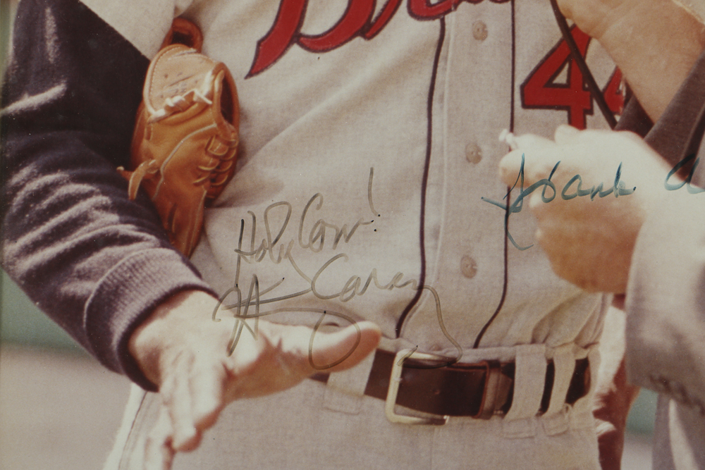 Hank Aaron and Harry Caray Signed Color Photograph