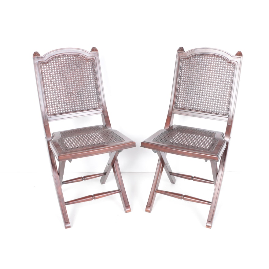 Wicker Back Folding Chairs