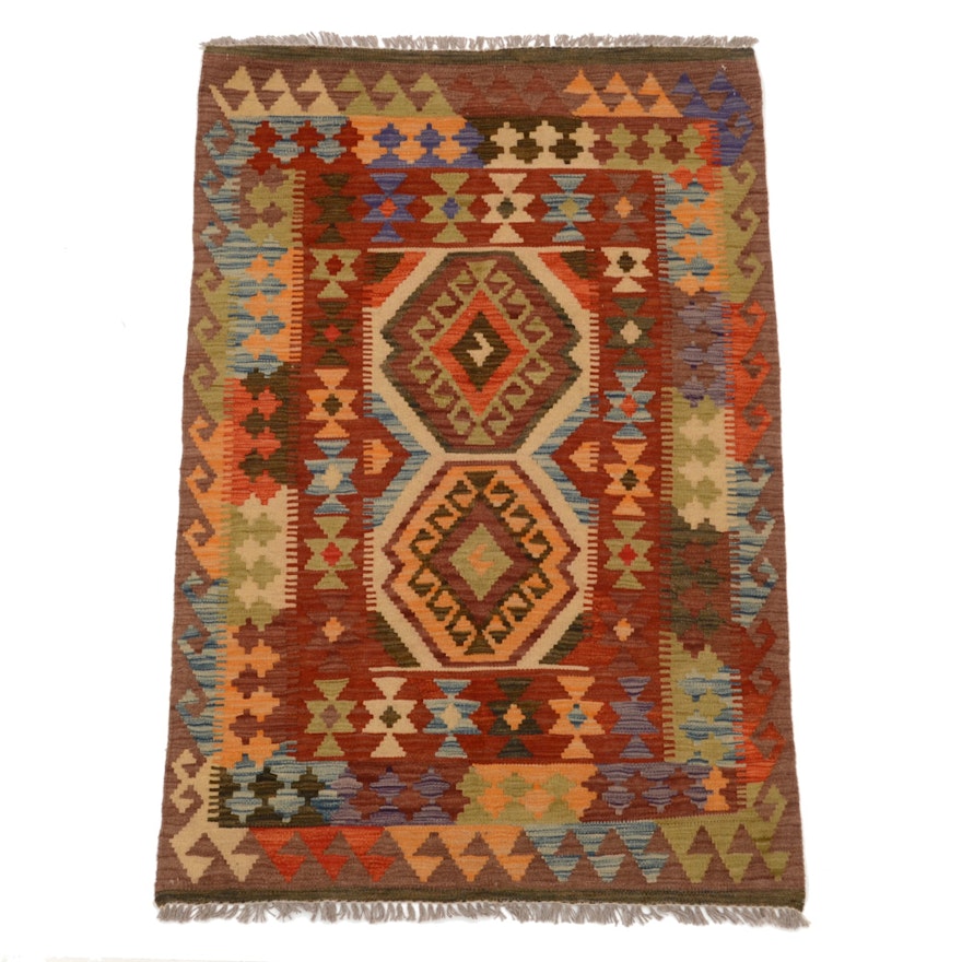 Turkish Flatweave Kilim Wool Area Rug